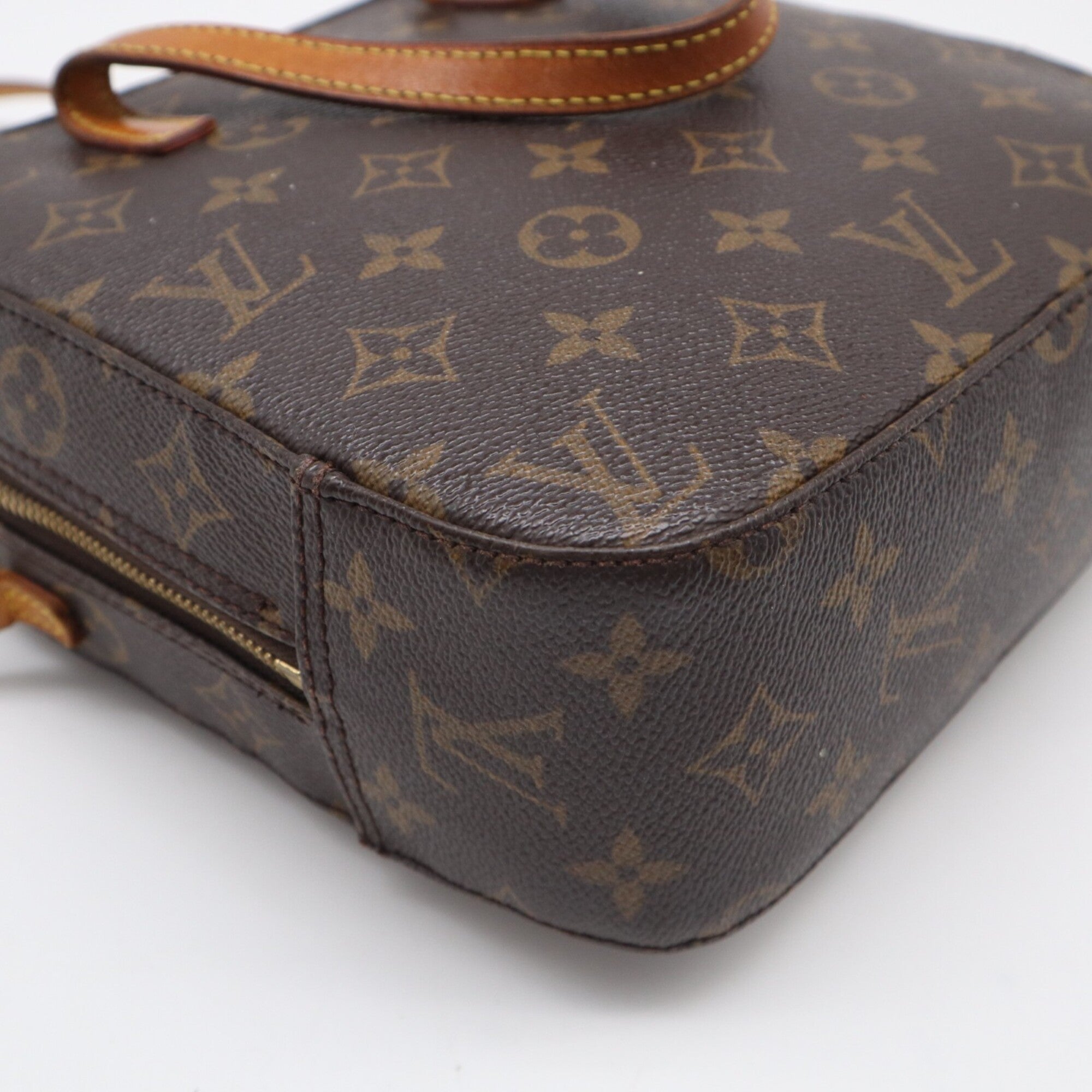 Louis Vuitton Monogram Beige Brown Coated Canvas Leather Handbag (Pre-Owned)