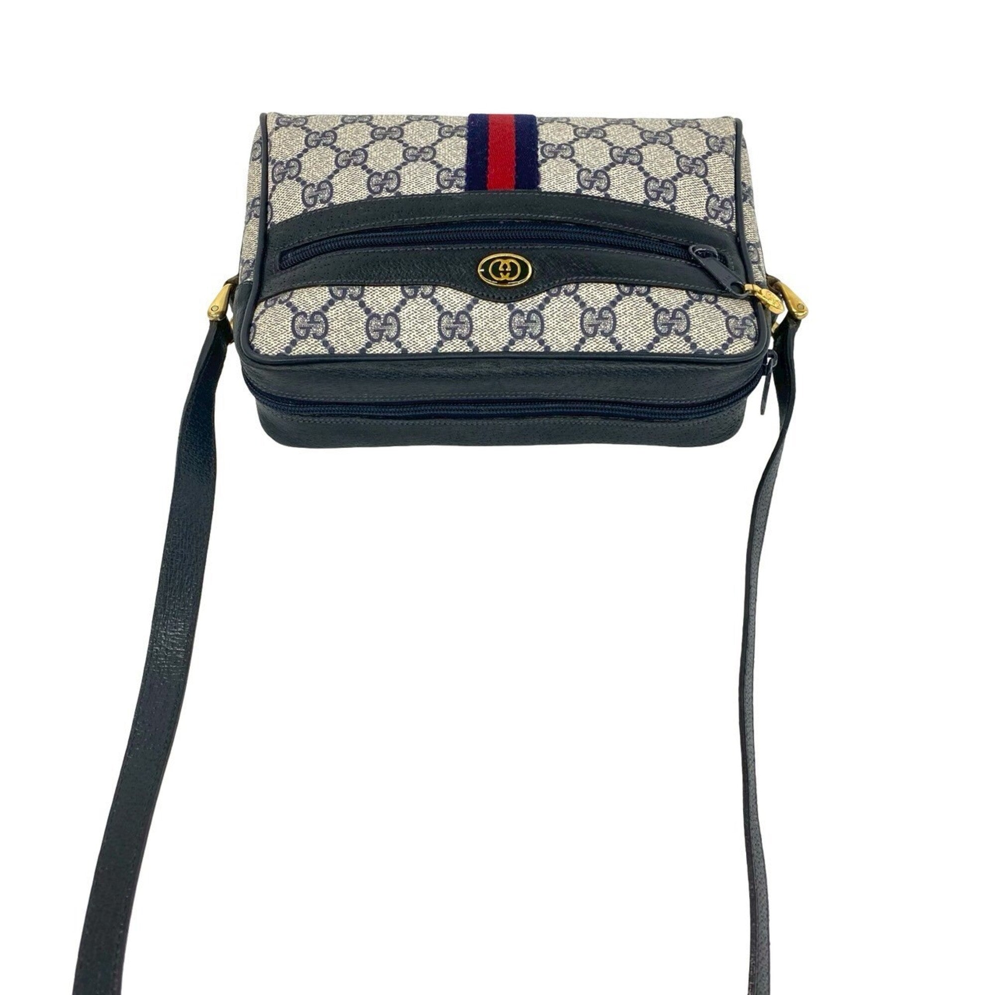 Gucci Navy Red Color Leather Pvc Shoulder Bag (Pre-Owned)