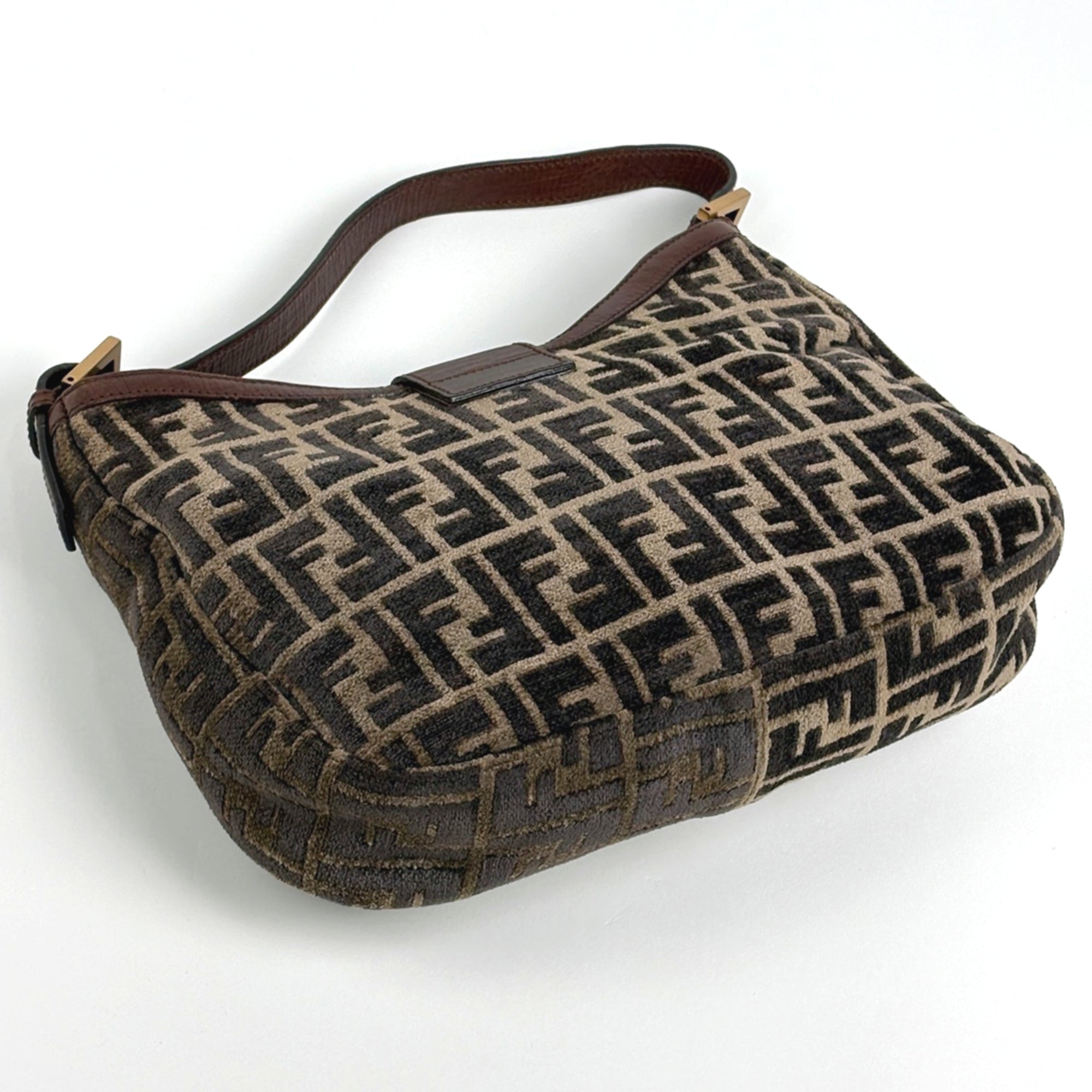 Fendi Brown Fabric Leather Shoulder Bag (Pre-Owned)