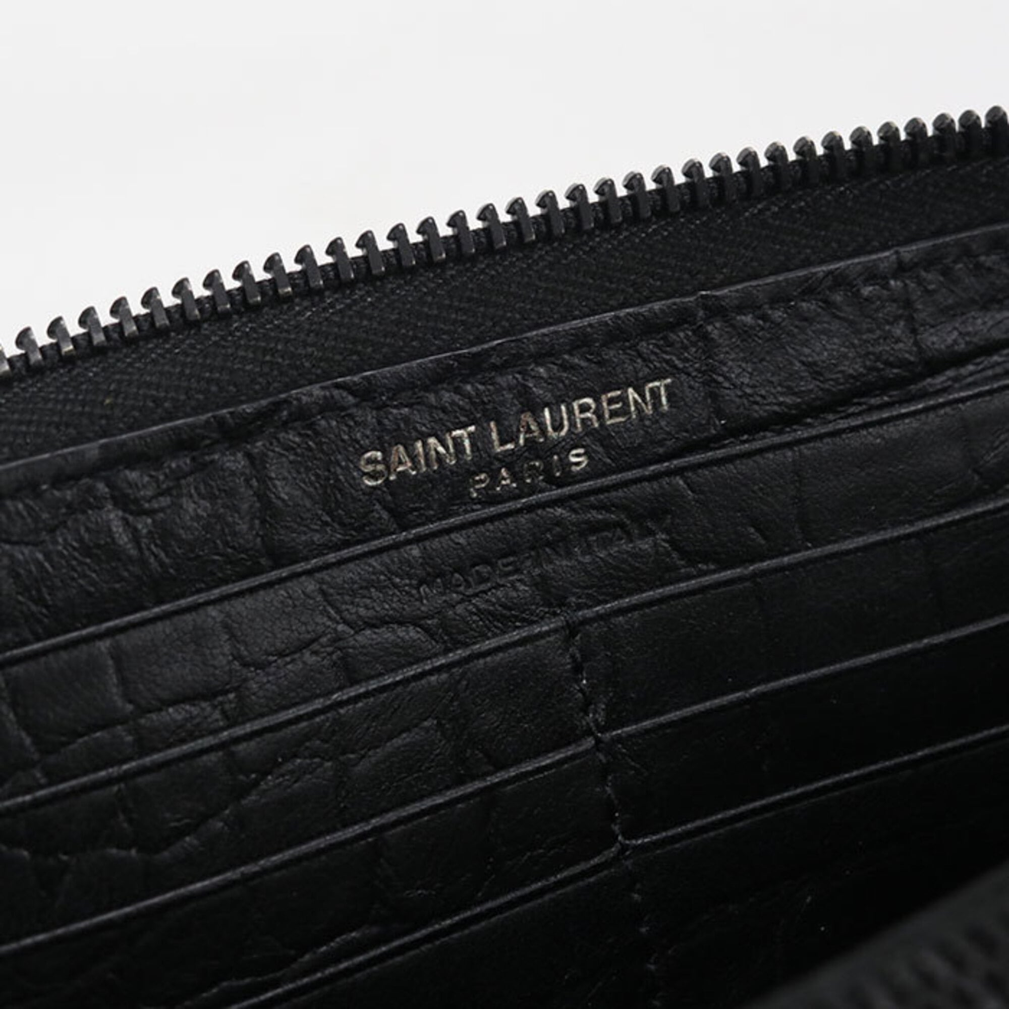 Saint Laurent Black Leather Long Wallet (Bi-Fold) (Pre-Owned)