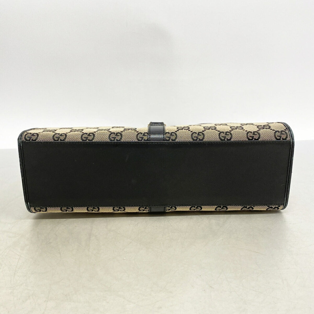 Gucci Black Brown Canvas Handbag (Pre-Owned)