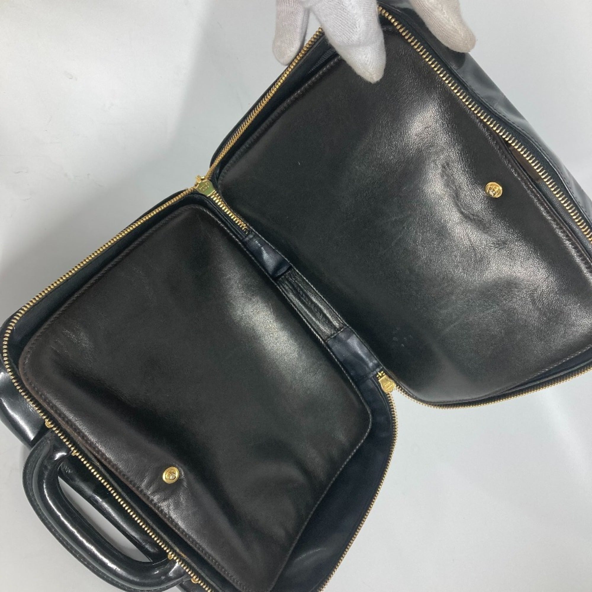 Chanel Black Leather Handbag Vanity Bag (Pre-Owned)