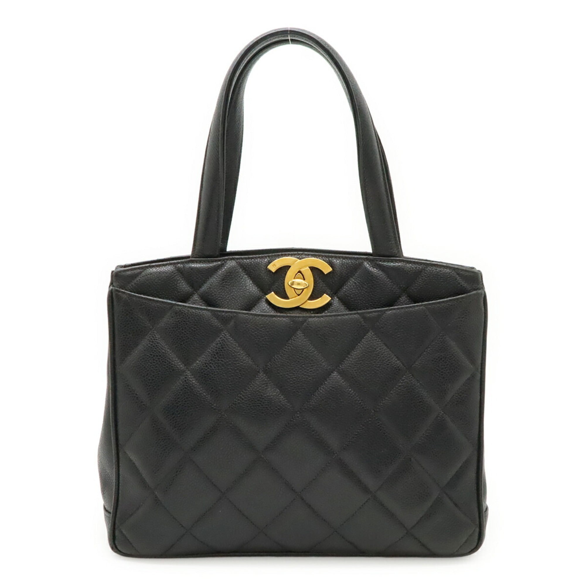 Chanel Black Grained Calfskin Handbag Tote Bag (Pre-Owned)