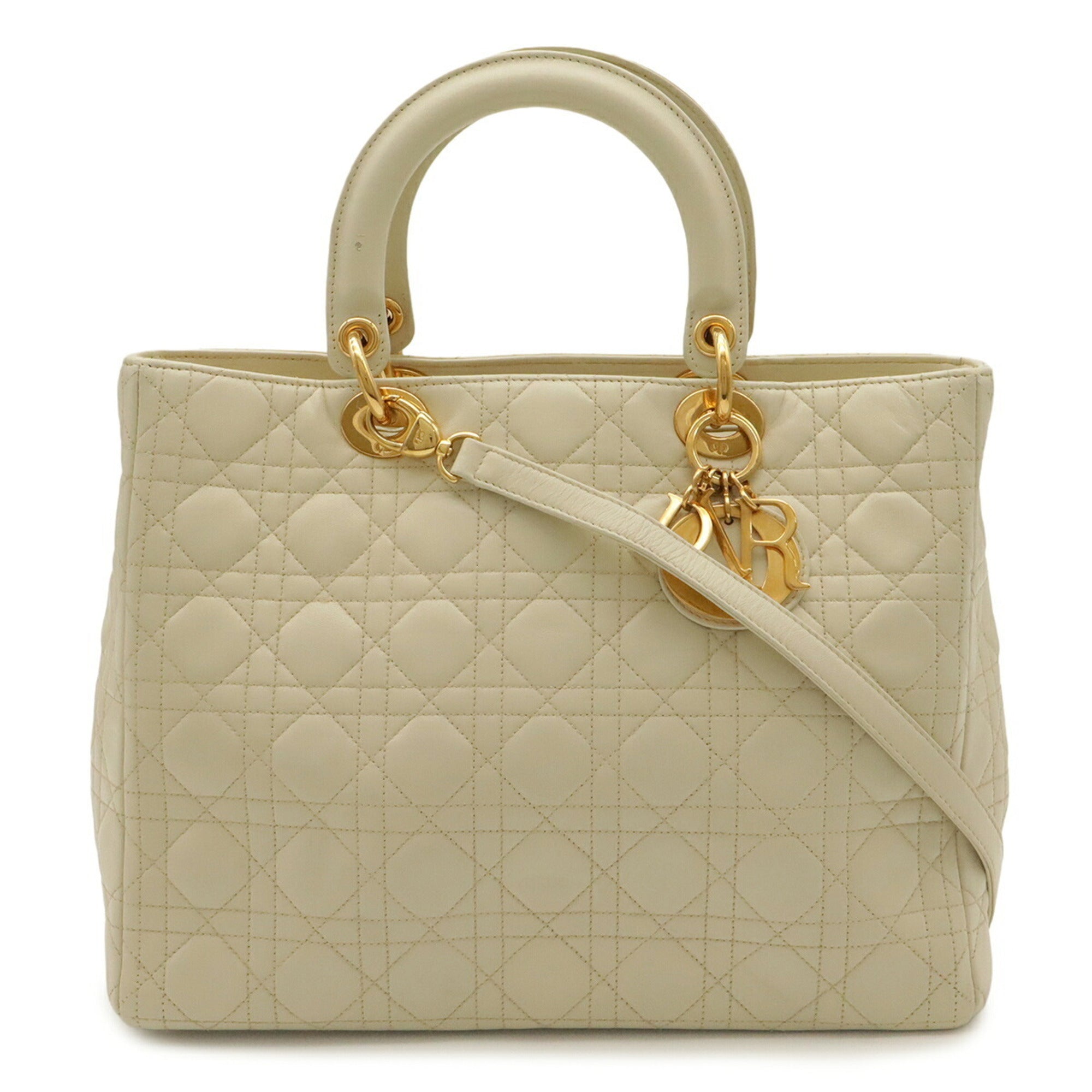 Christian Dior Cream Leather Handbag Shoulder Bag (Pre-Owned)