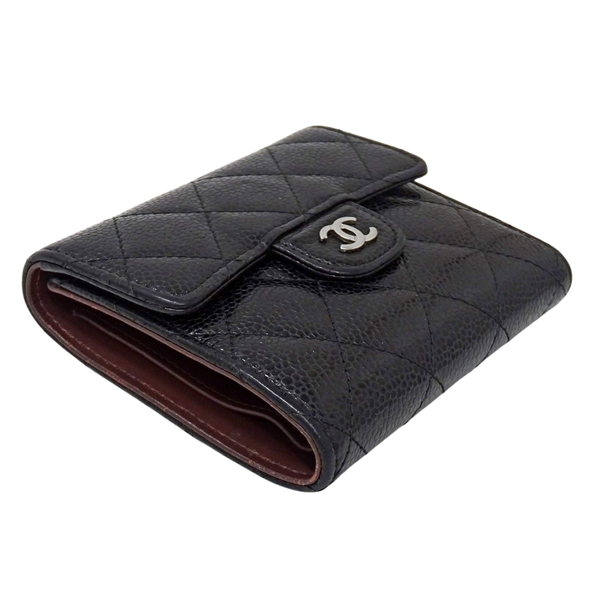 Chanel Black Grained Calfskin Wallet (Bi-Fold) (Pre-Owned)