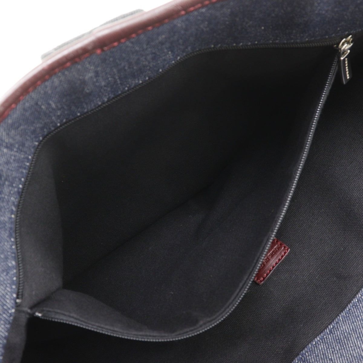 Burberry Bordeaux Navy Denim Leather Canvas Tote Bag (Pre-Owned)