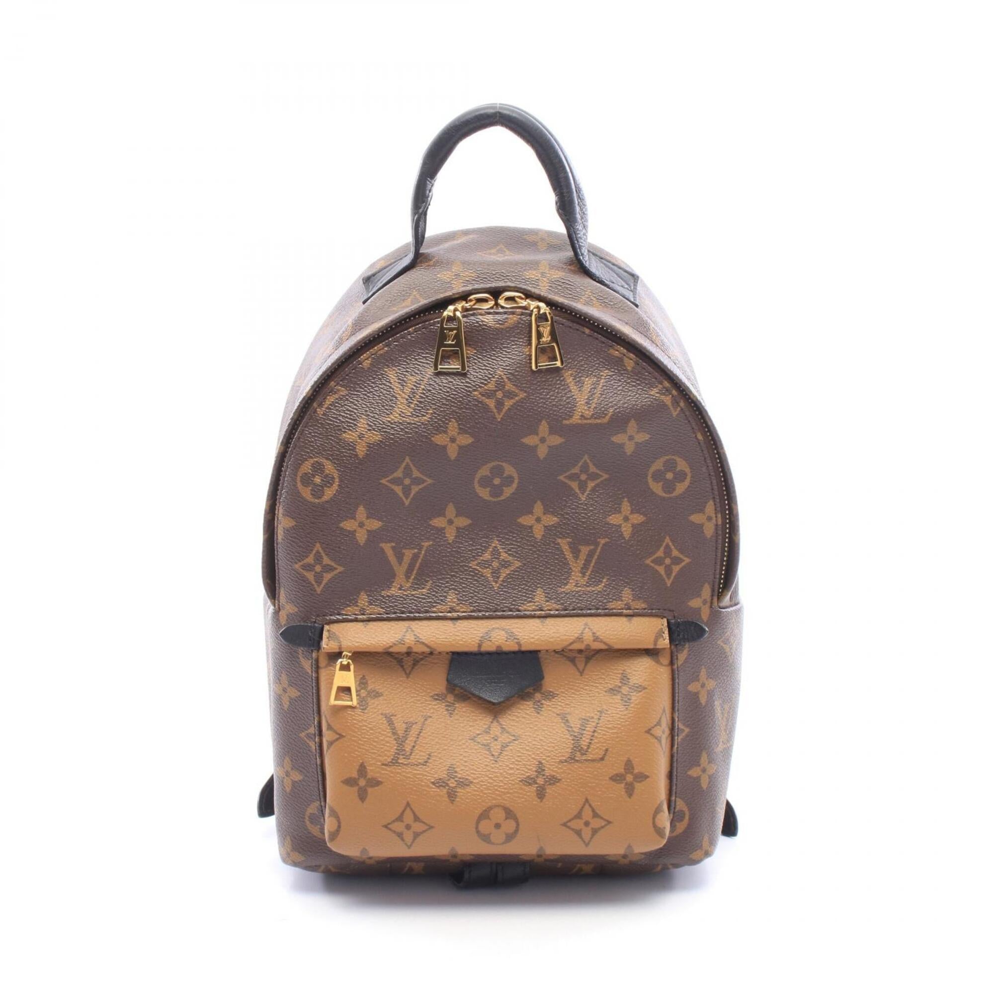 Louis Vuitton Beige Brown Coated Canvas Leather Backpack Handbag (Pre-Owned)