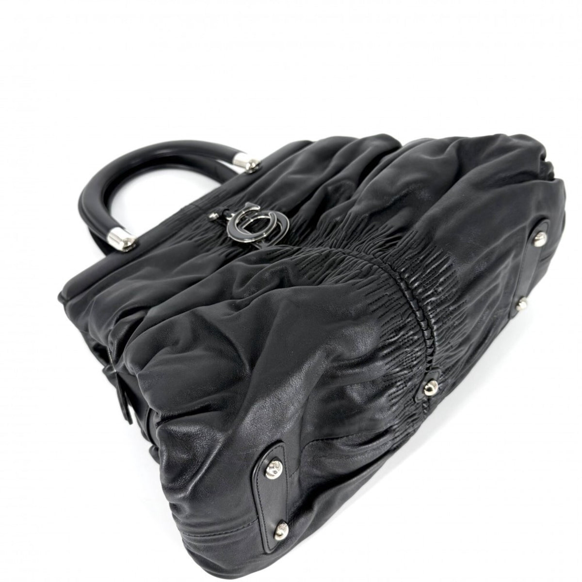 Christian Dior Black White Leather Handbag (Pre-Owned)