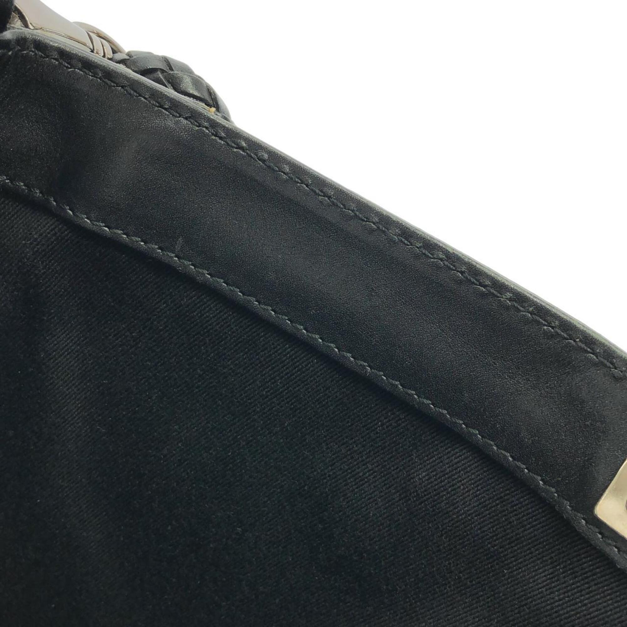 Gucci Gg Canvas Black Gg Canvas Leather Shoulder Bag (Pre-Owned)
