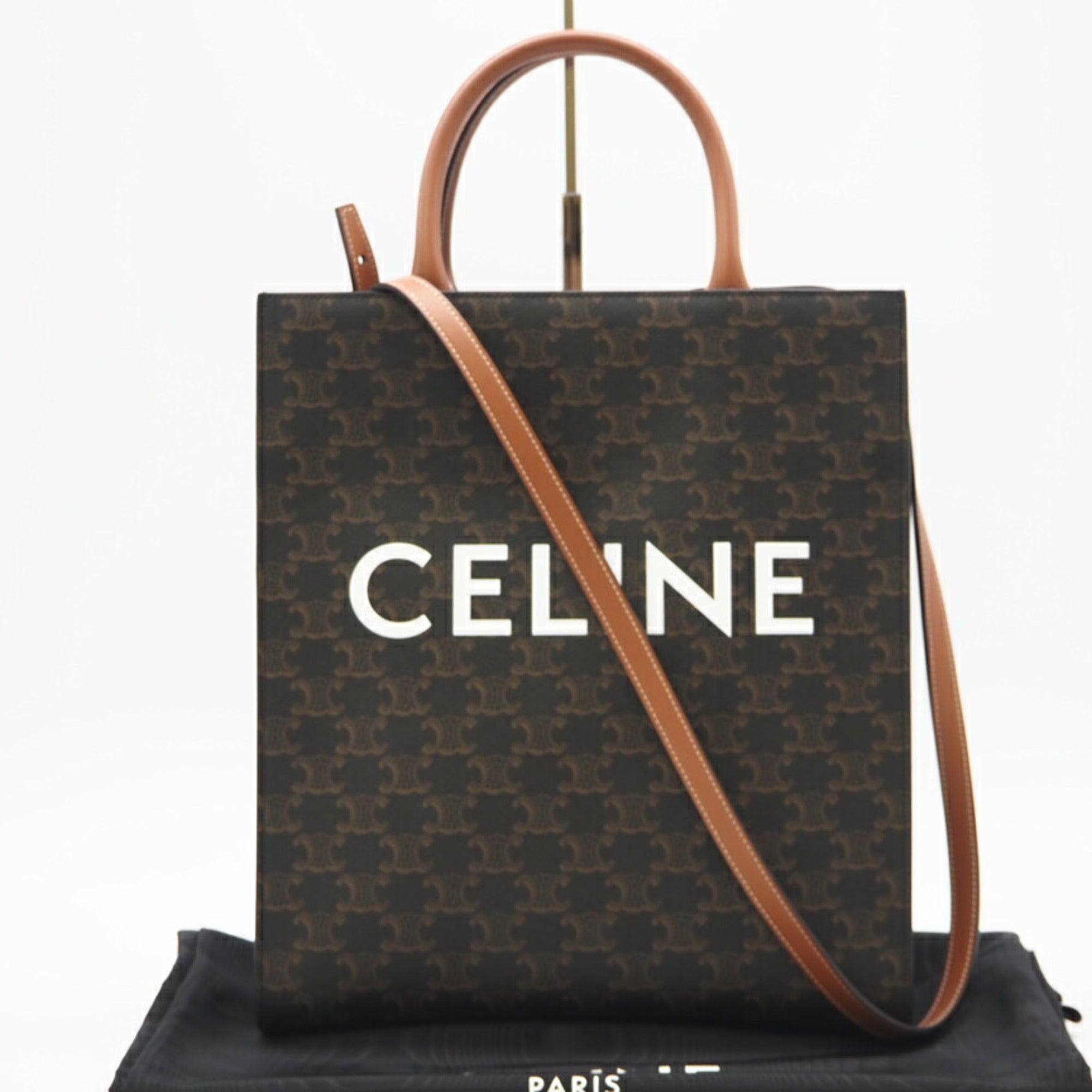Celine Beige Brown White Coated Canvas Tote Bag (Pre-Owned)