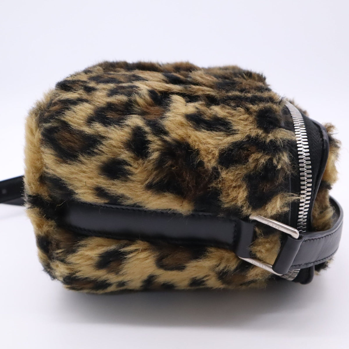 Celine Black Brown Faux Fur Leather Shoulder Bag (Pre-Owned)