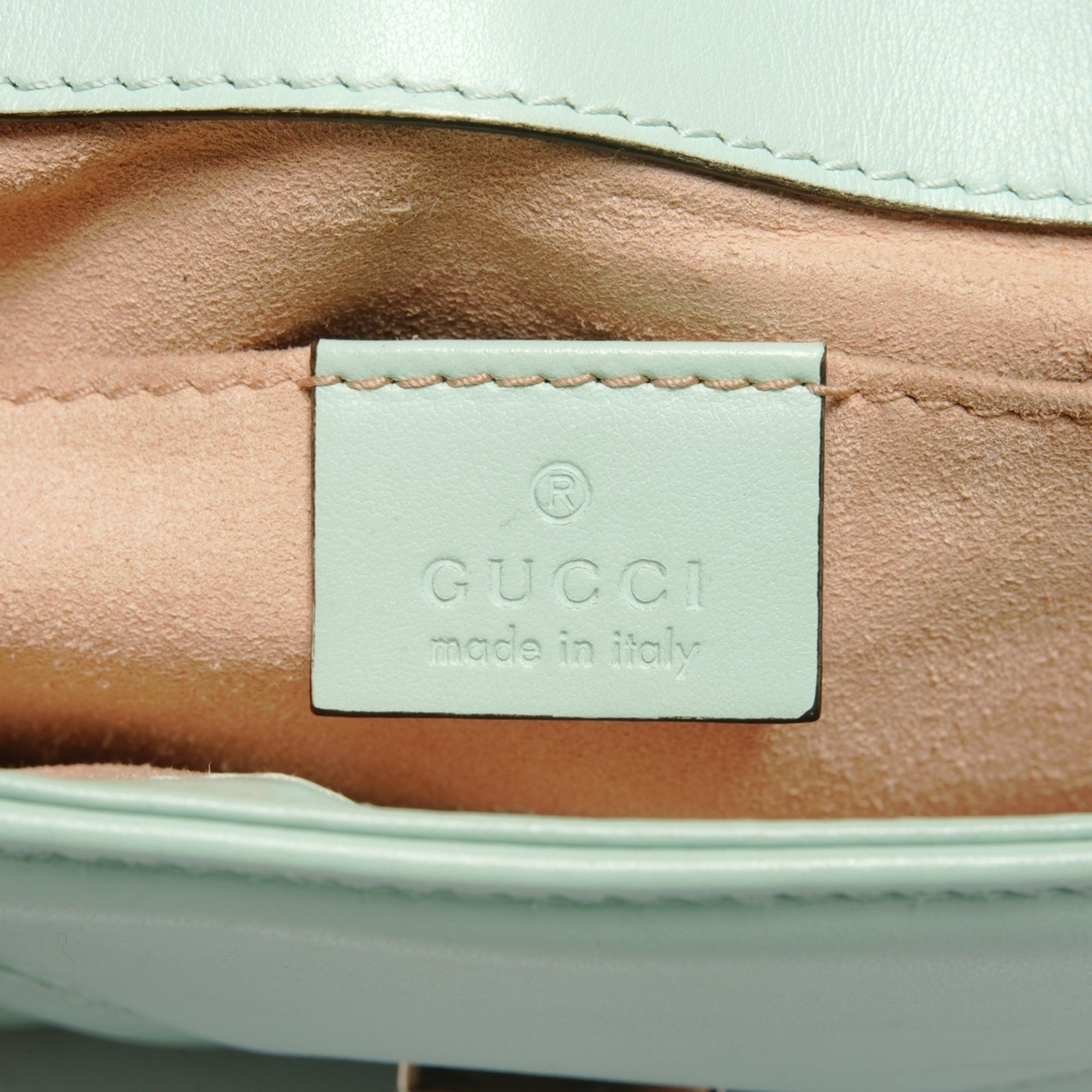 Gucci Gg Marmont Green Leather Shoulder Bag (Pre-Owned)
