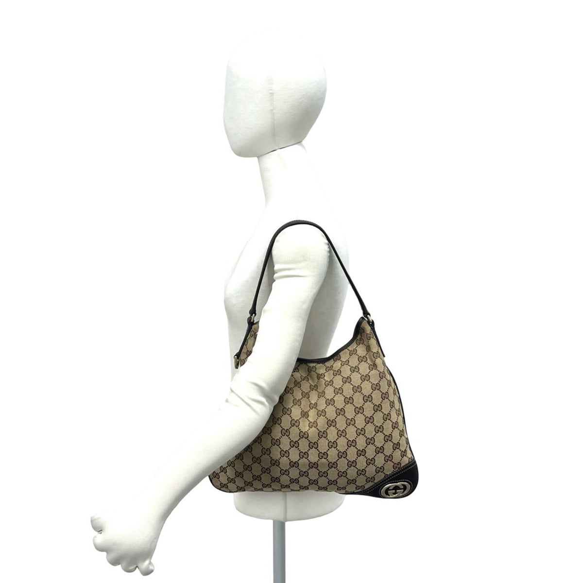 Gucci Brown Canvas Leather Shoulder Bag Tote Bag (Pre-Owned)