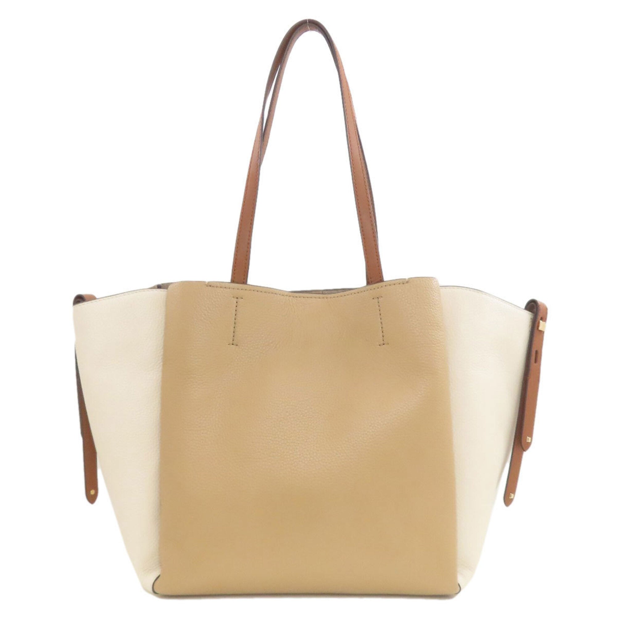 Michael Kors Beige Brown Leather Tote Bag (Pre-Owned)