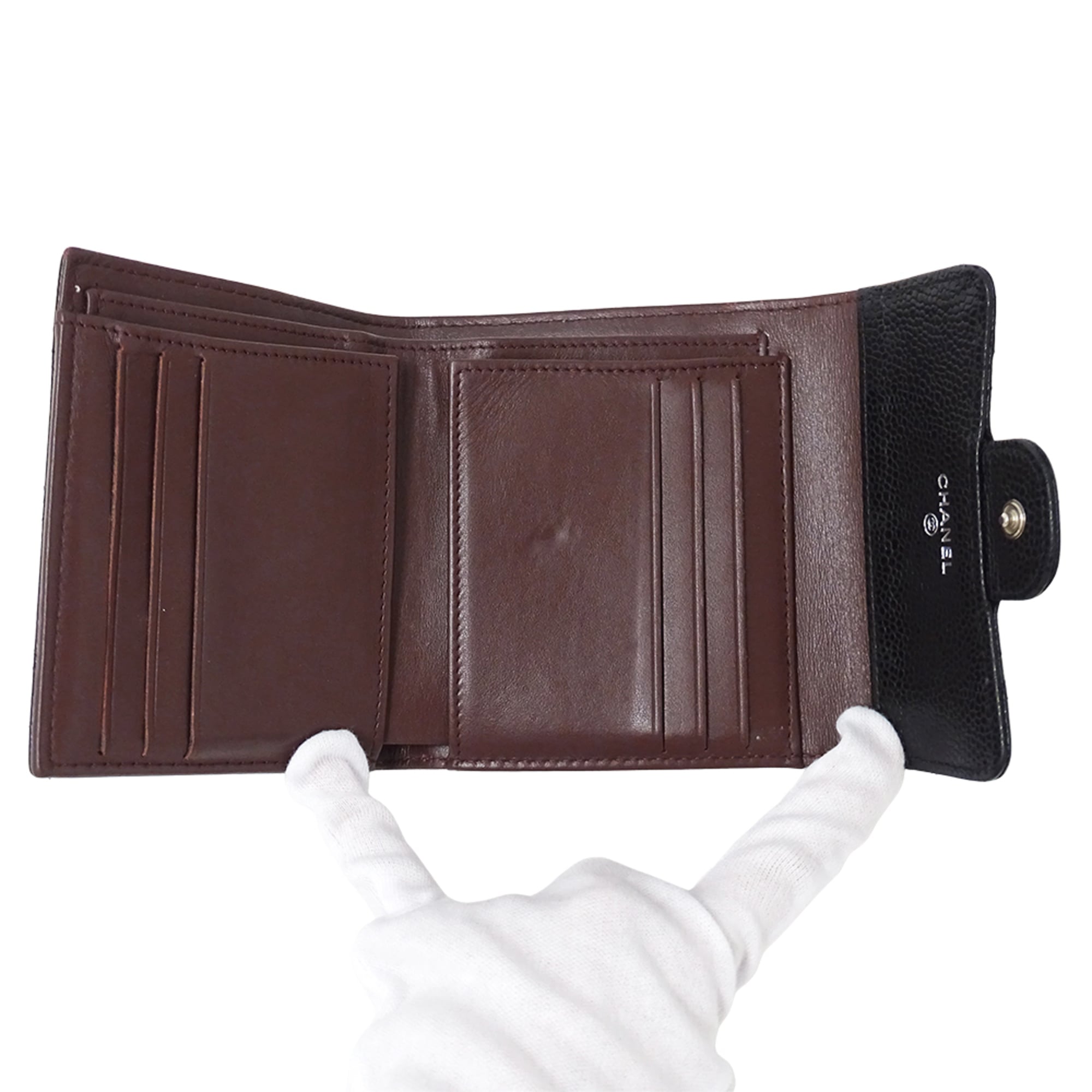 Chanel Black Grained Calfskin Wallet (Bi-Fold) (Pre-Owned)