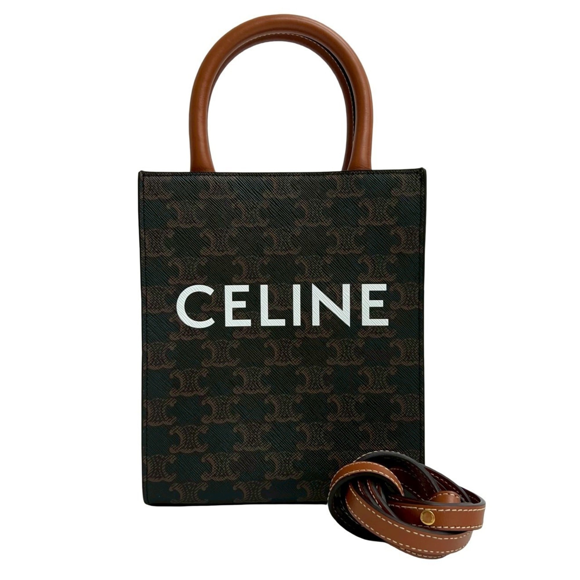 Celine Brown Leather Pvc Handbag Shoulder Bag Tote Bag (Pre-Owned)