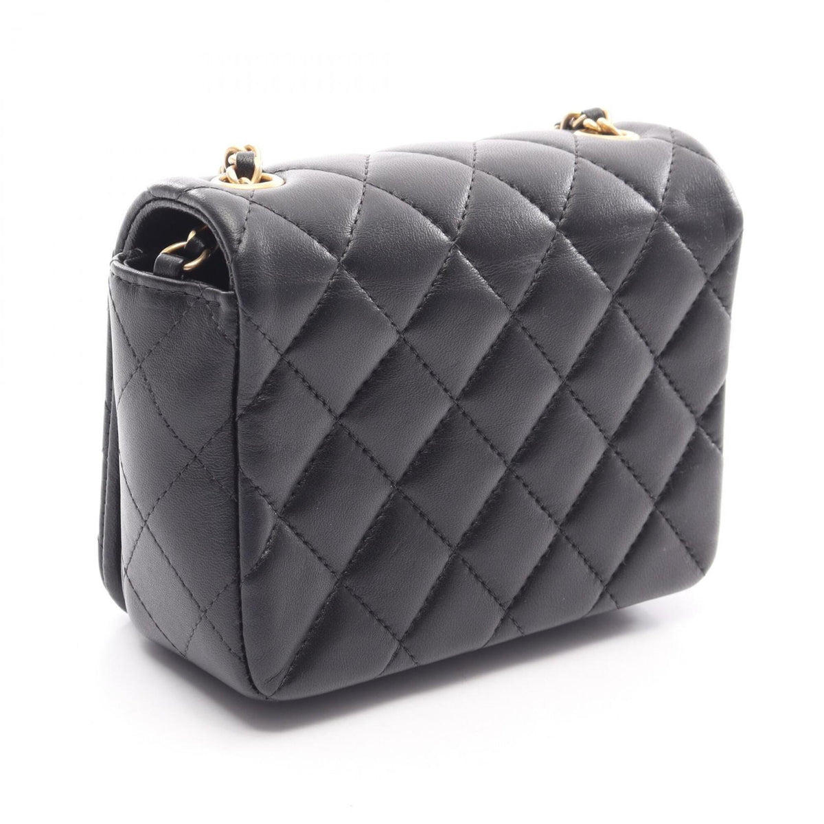 Chanel Black Leather Handbag Shoulder Bag (Pre-Owned)