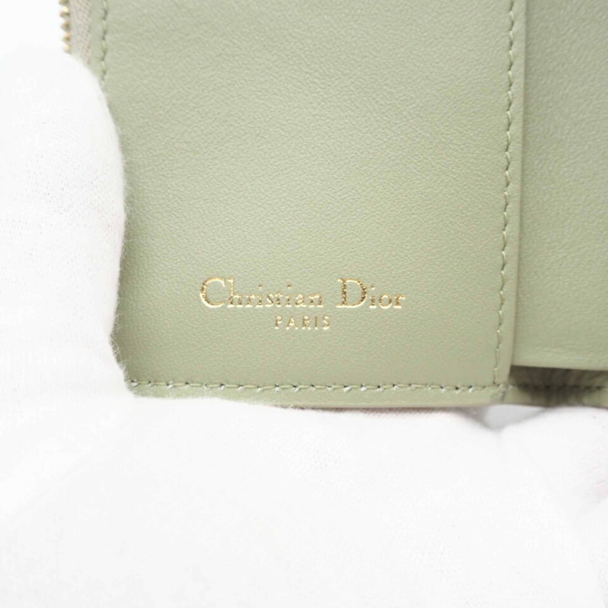 Christian Dior Green Leather Wallet (Tri-Fold) (Pre-Owned)