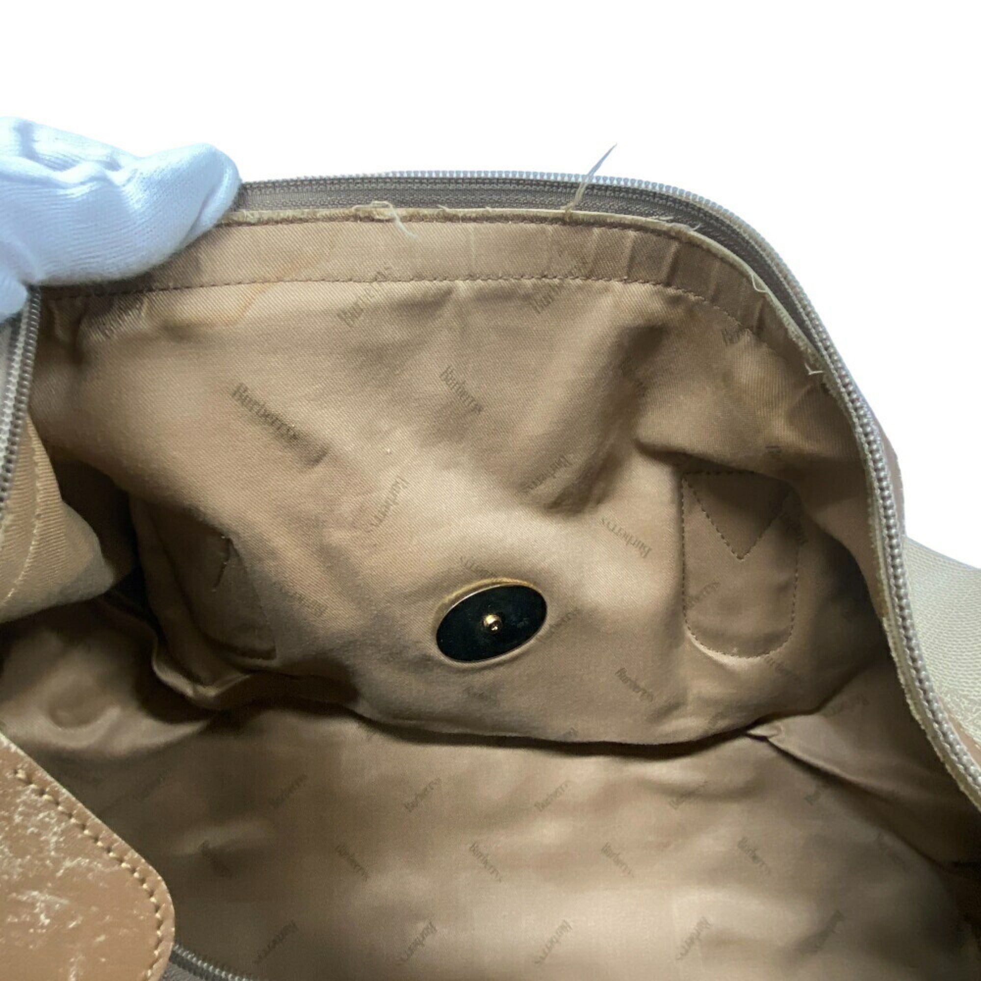 Burberry Beige Brown Pvc Boston Bag (Pre-Owned)