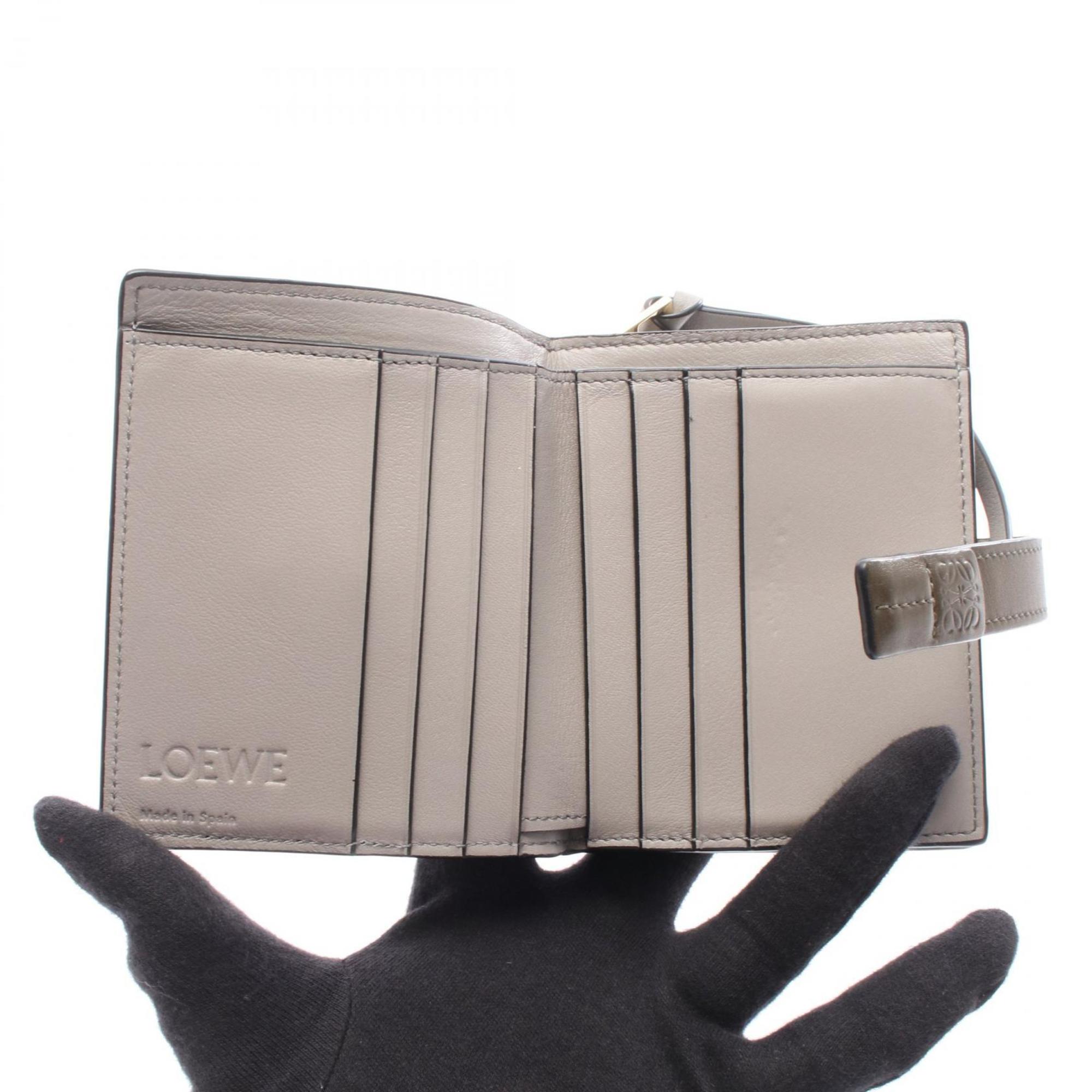 Loewe Gray Green Khaki Leather Wallet (Bi-Fold) (Pre-Owned)