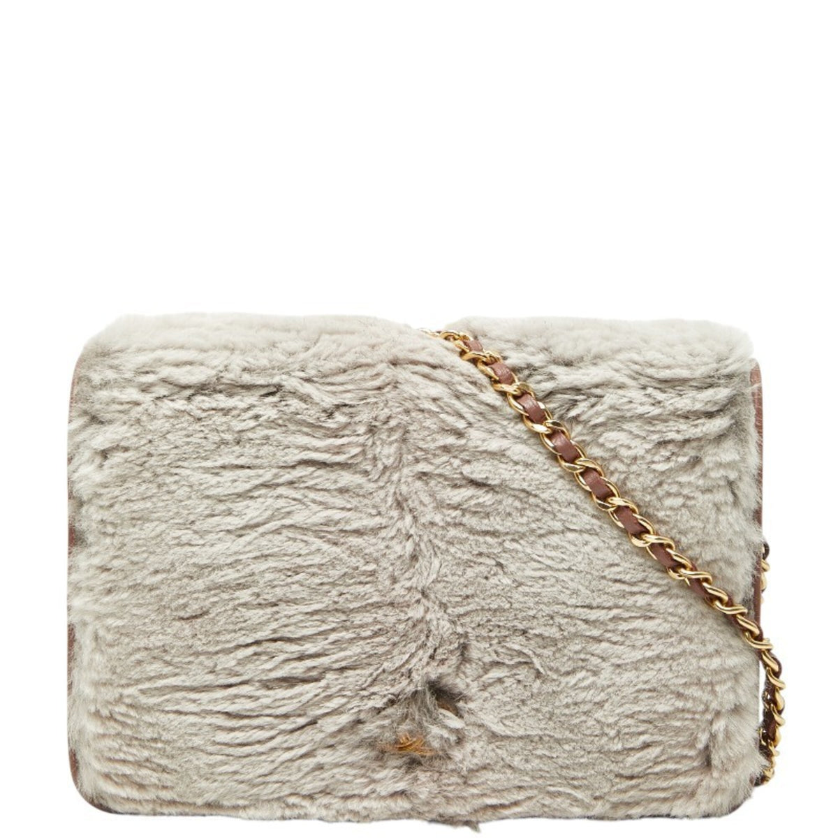 Chanel Gray Pink Fur Leather Shoulder Bag (Pre-Owned)