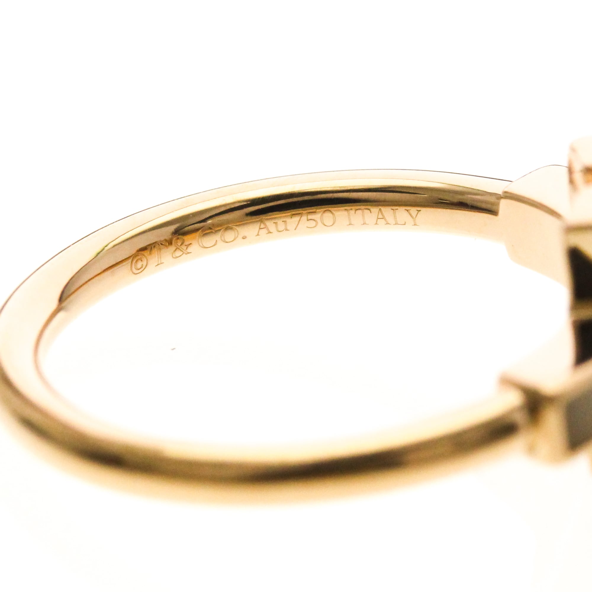 Tiffany & Co. T Wire Ring 18K Rose Gold With Mother Of Pearl And Diamonds Gold Pink_Gold Ring Jewelry (Pre-Owned)