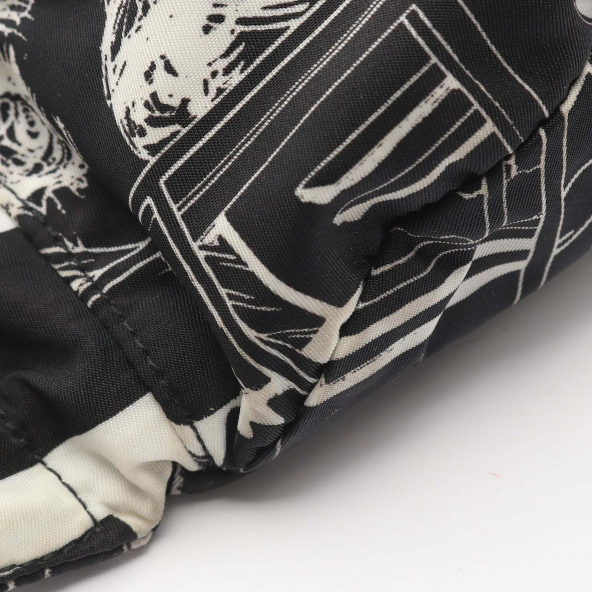 Prada Black White Nylon Leather Fanny Pack Handbag Sling Bag (Pre-Owned)