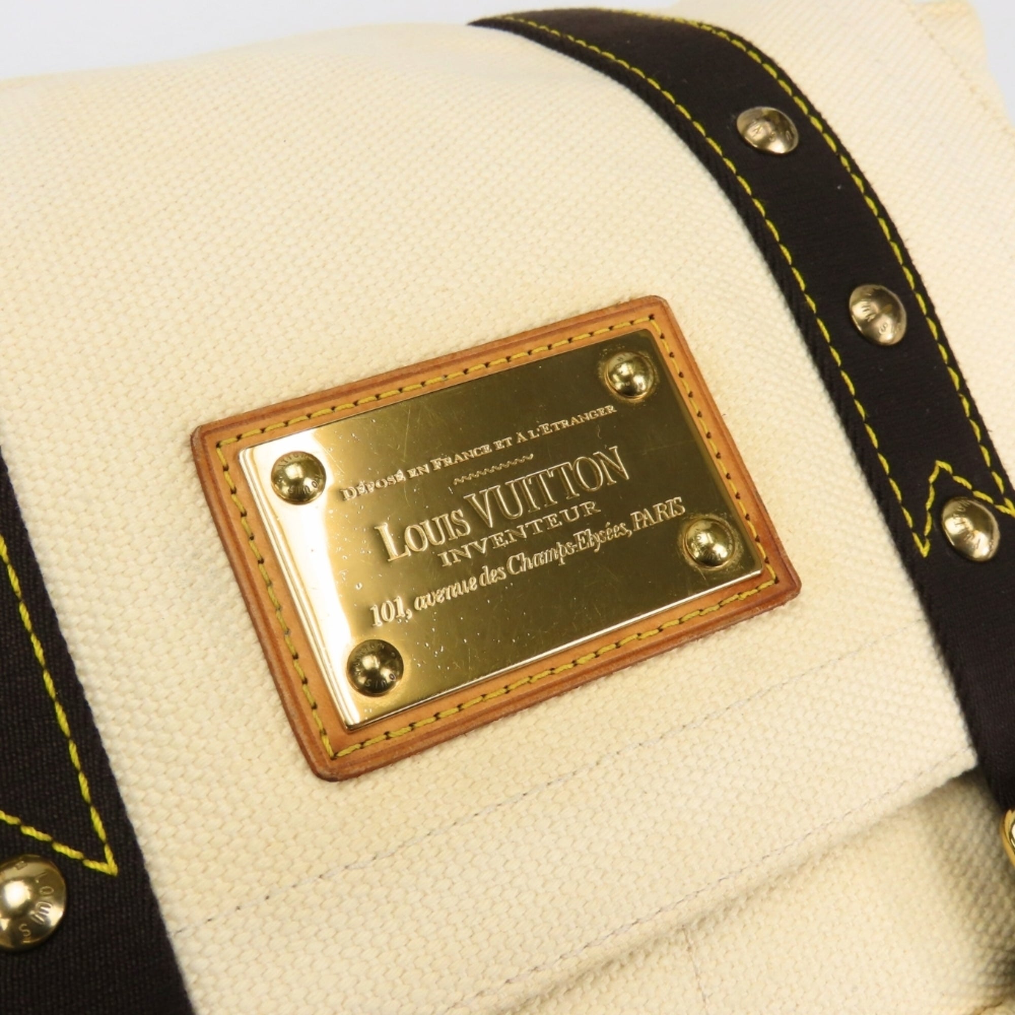 Louis Vuitton Brown Ecru Ivory Canvas Shoulder Bag (Pre-Owned)