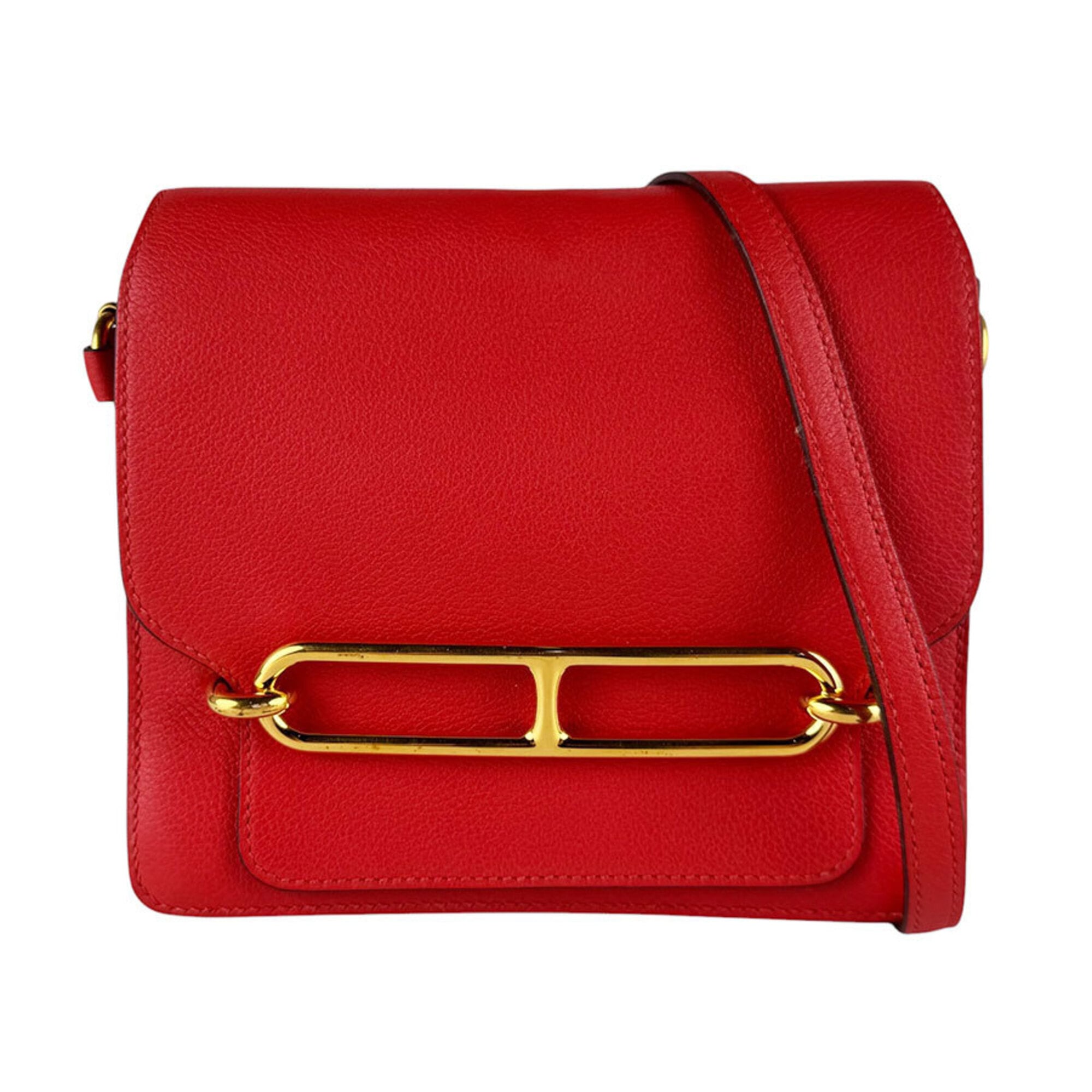 Hermes Red Color Evercalf Leather Shoulder Bag (Pre-Owned)
