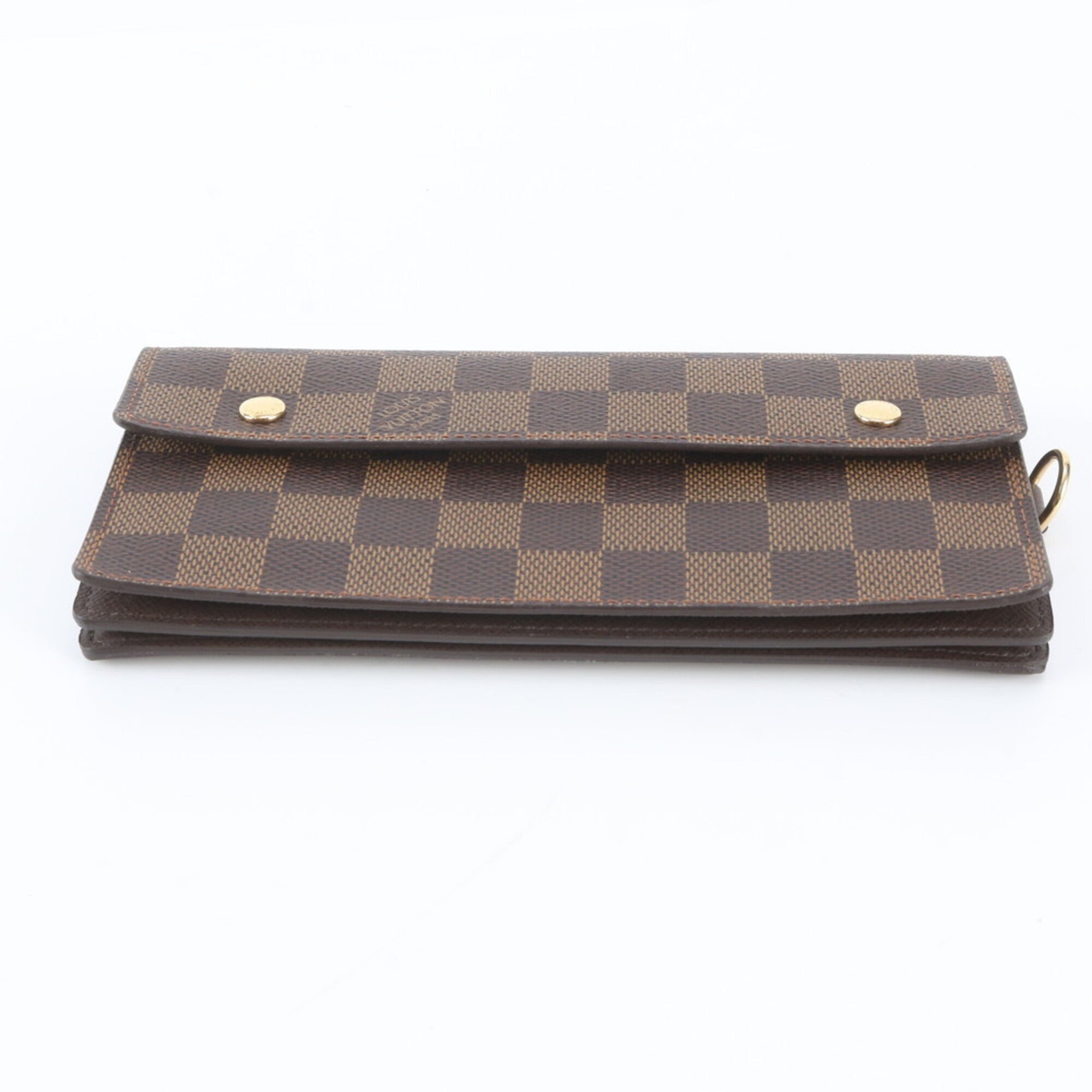 Louis Vuitton Brown Leather Coated Canvas Long Wallet (Bi-Fold) (Pre-Owned)