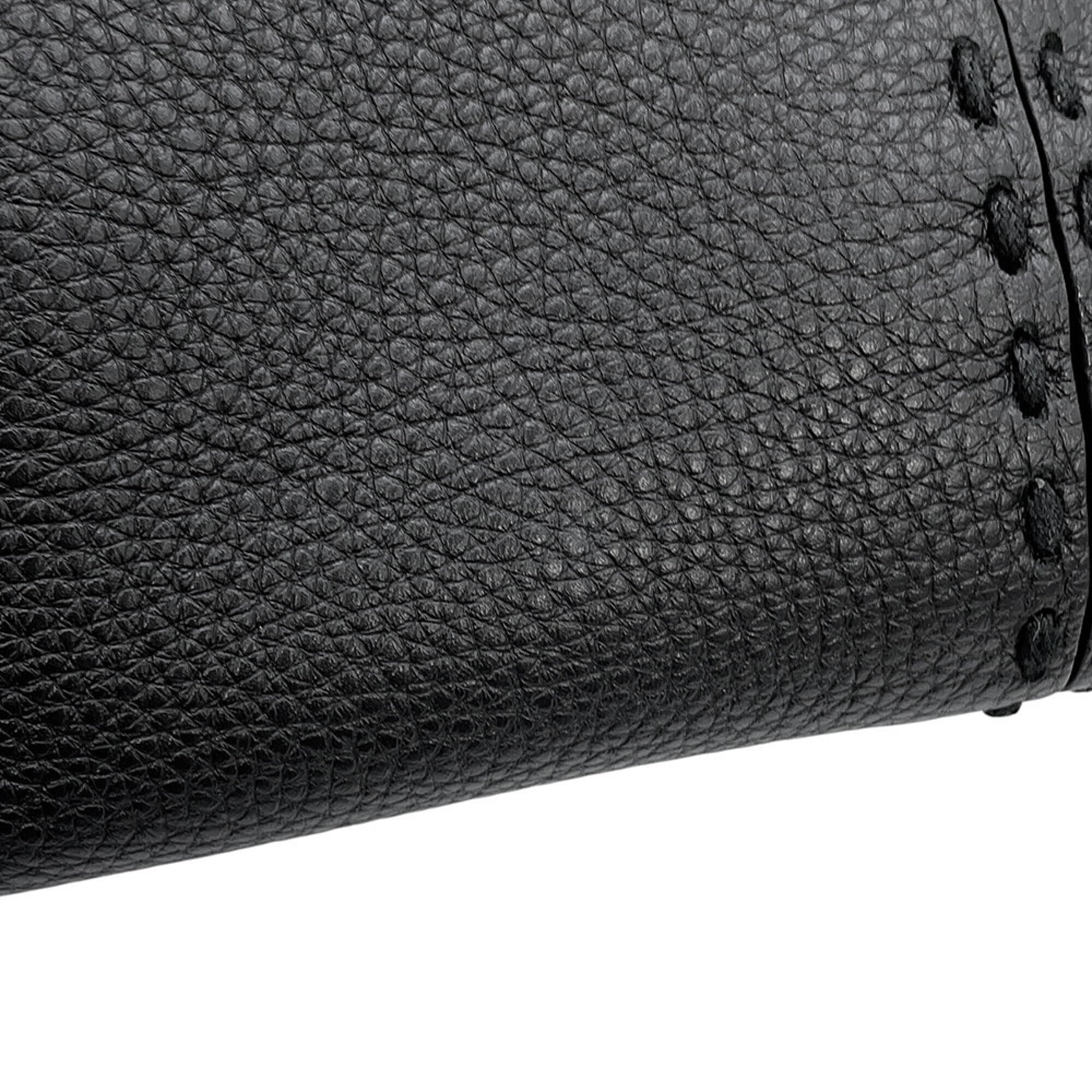 Fendi Selleria Black Leather Handbag Shoulder Bag (Pre-Owned)