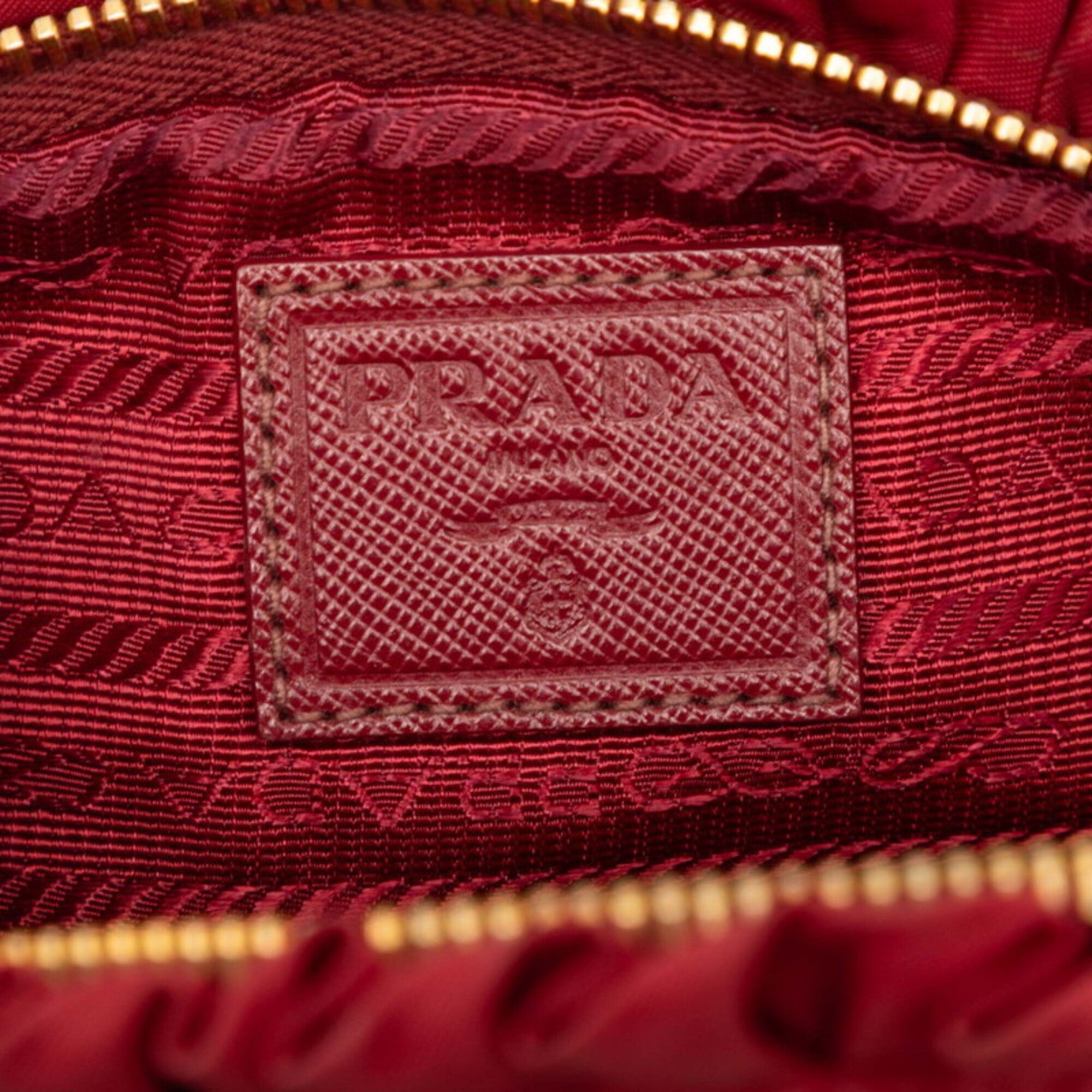 Prada Red Color Wine Nylon Handbag Pouch (Pre-Owned)