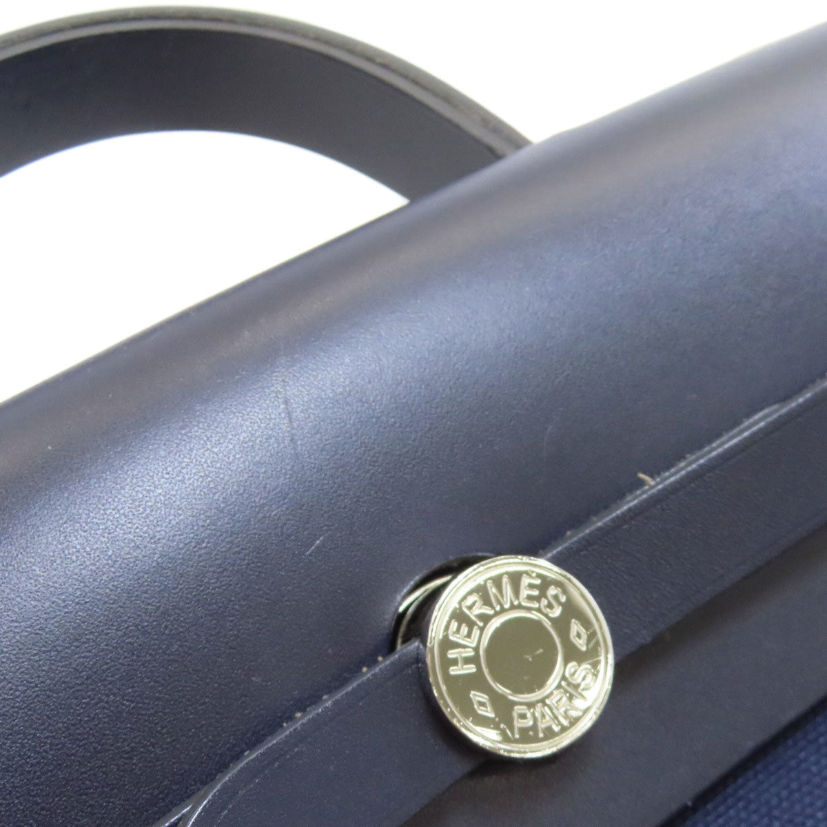 Hermes Navy Toile Officier Handbag (Pre-Owned)