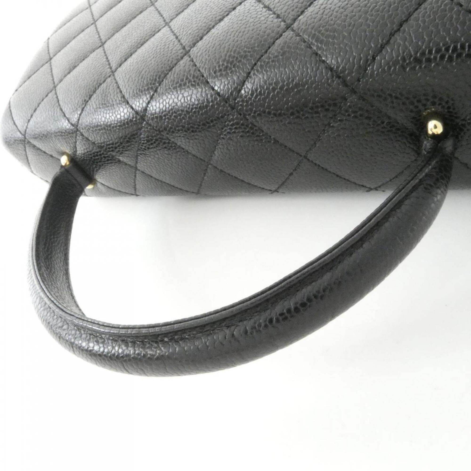 Chanel Black Grained Calfskin Handbag (Pre-Owned)