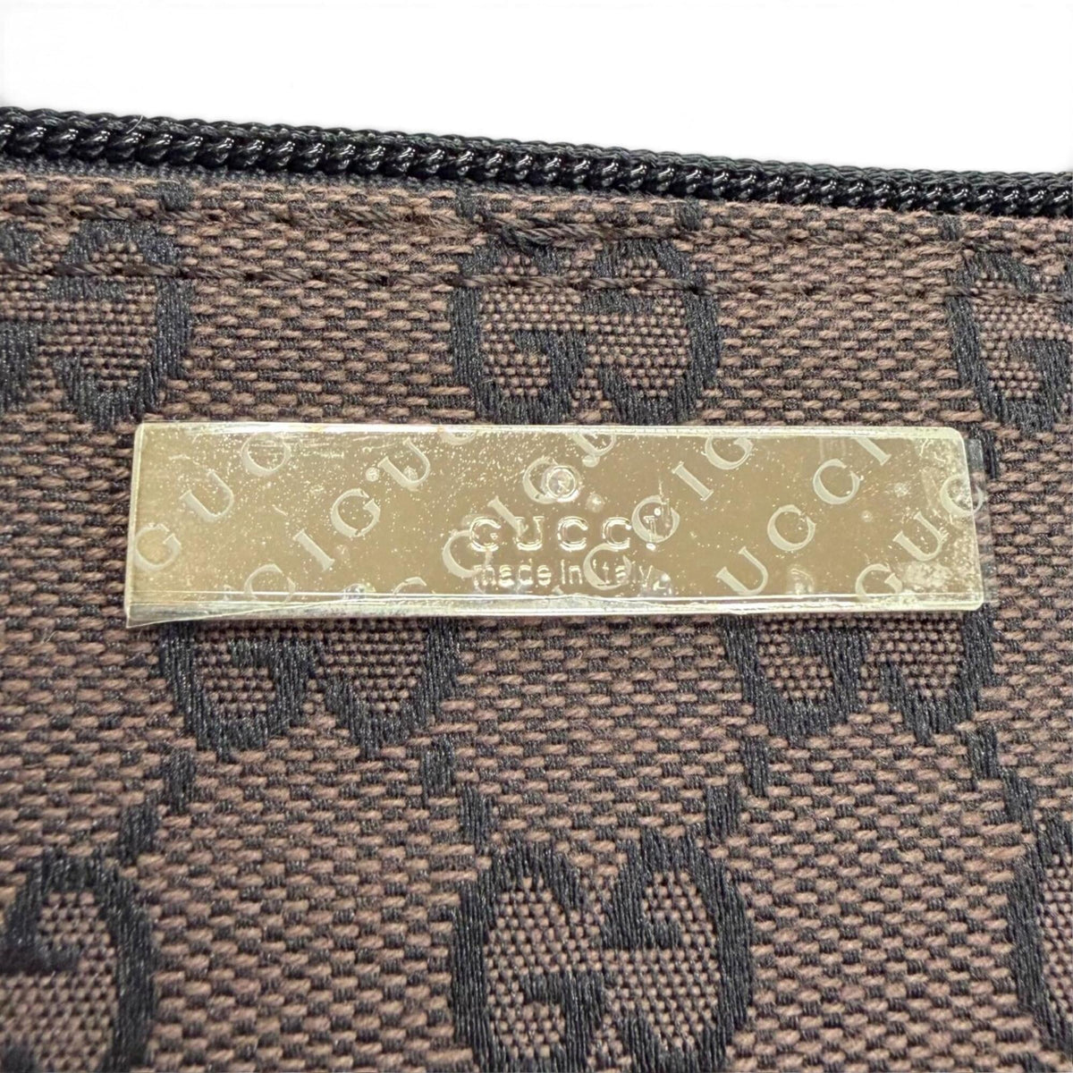 Gucci Dark Brown Gg Canvas Leather Pouch (Pre-Owned)
