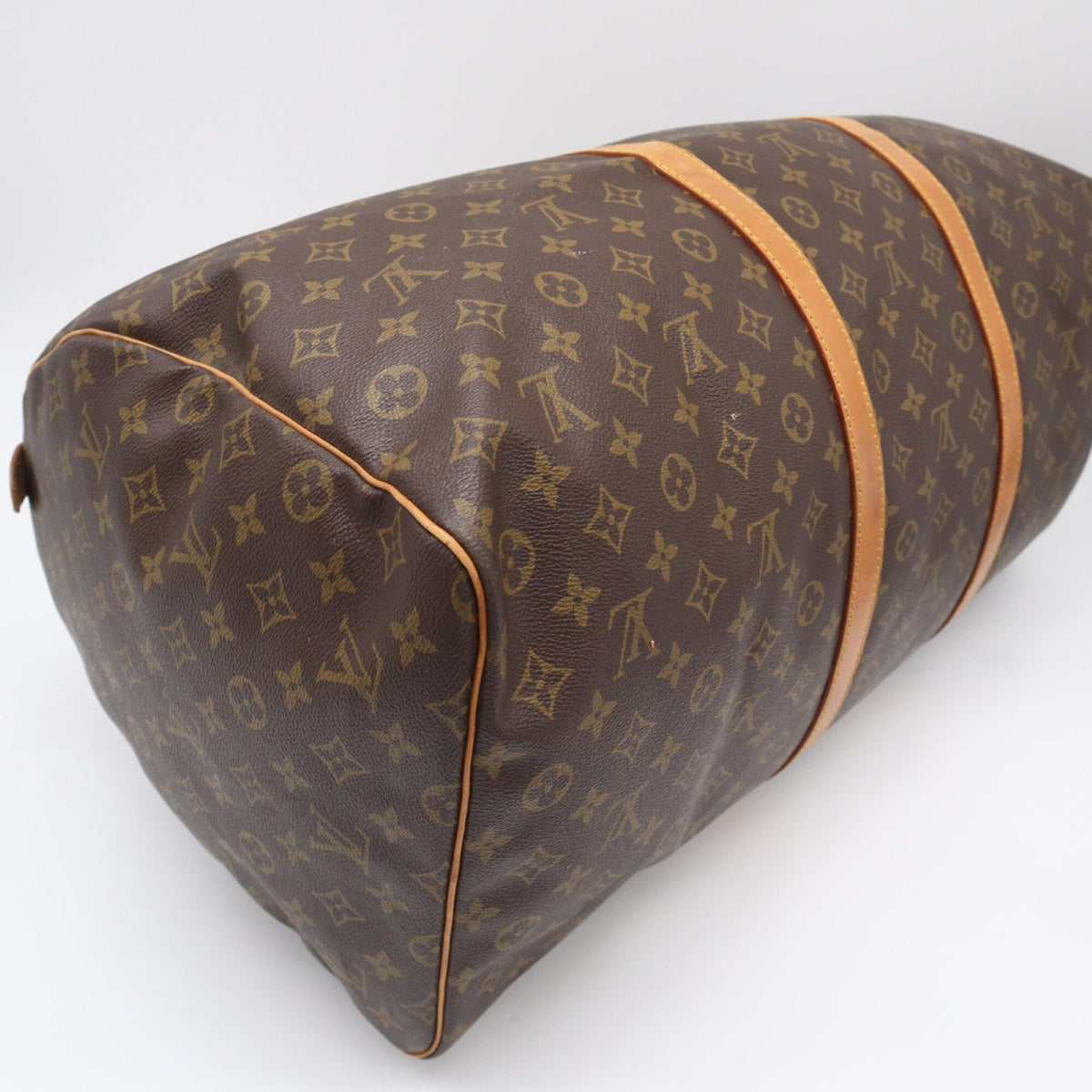 Louis Vuitton Monogram Beige Brown Coated Canvas Leather Boston Bag (Pre-Owned)