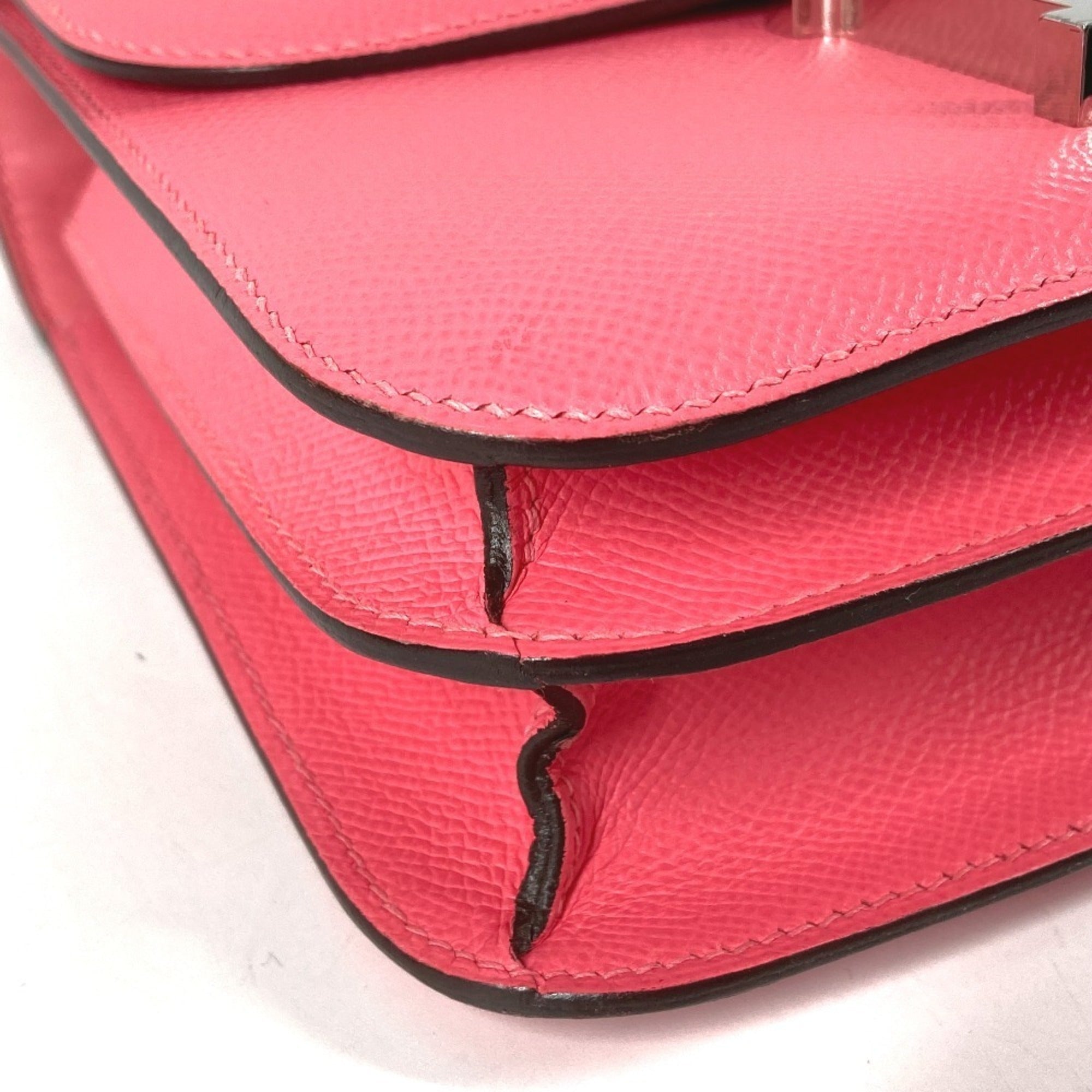 Hermes Pink Rose Azalee Epsom Leather Pochette Shoulder Bag (Pre-Owned)
