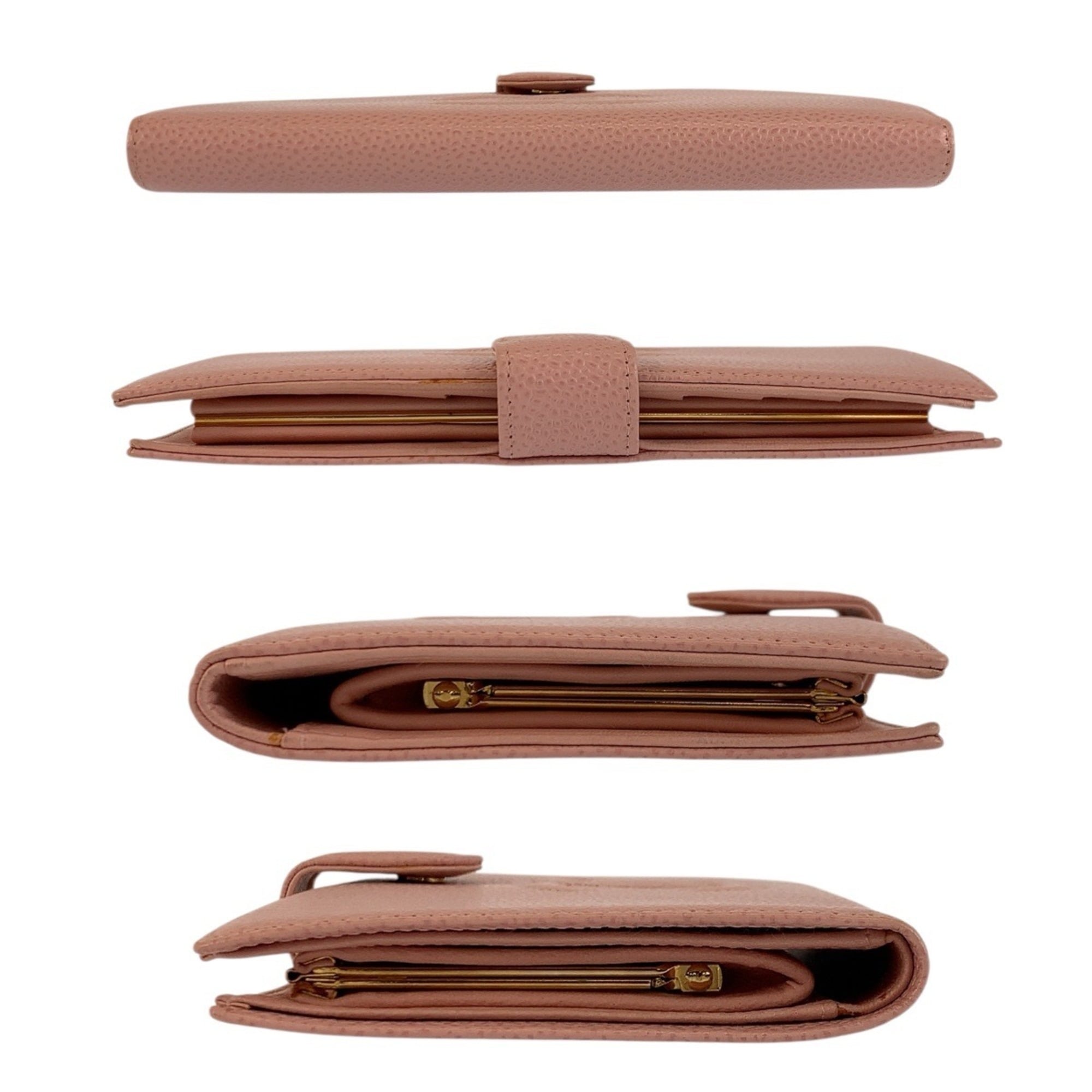 Chanel Pink Leather Middle Wallet (Bi-Fold) (Pre-Owned)