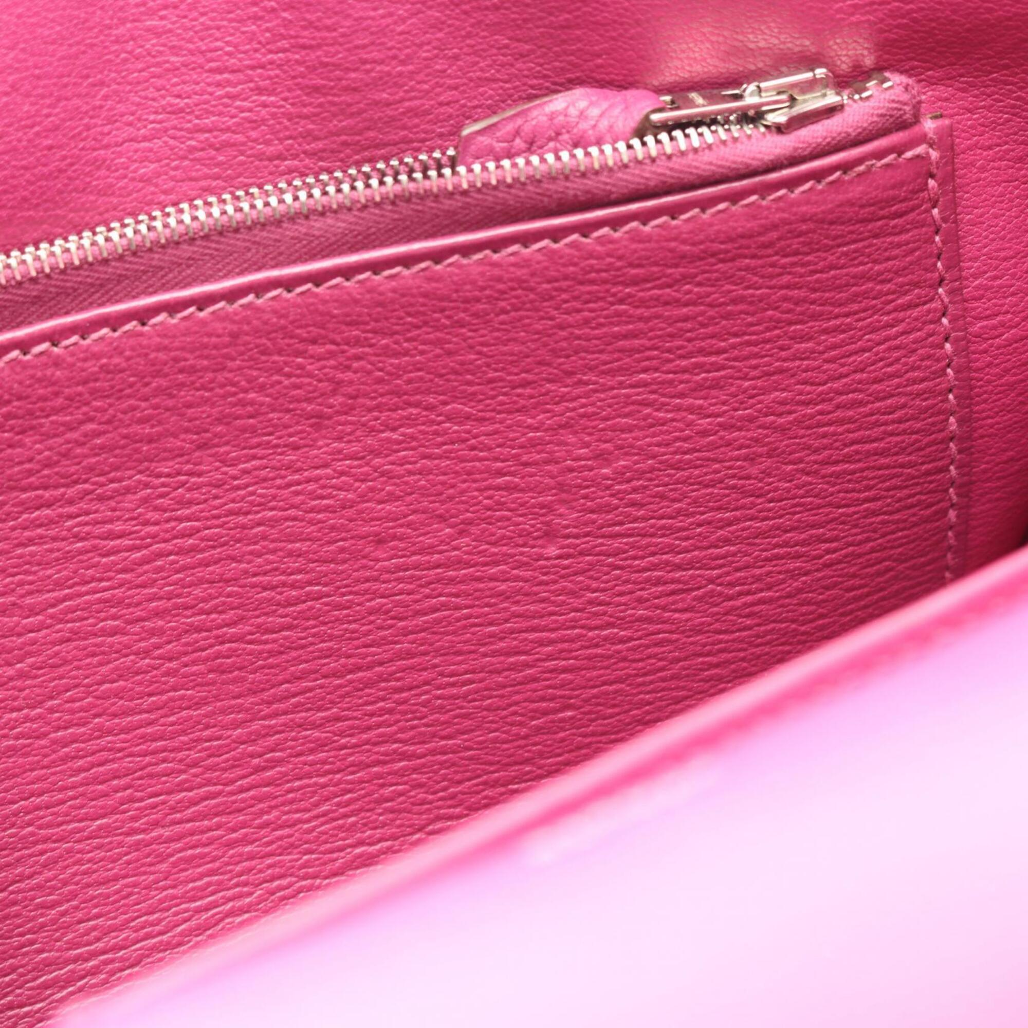 Hermes Pink Tosca Taurillon Clemence Leather Leather Handbag Shoulder Bag (Pre-Owned)