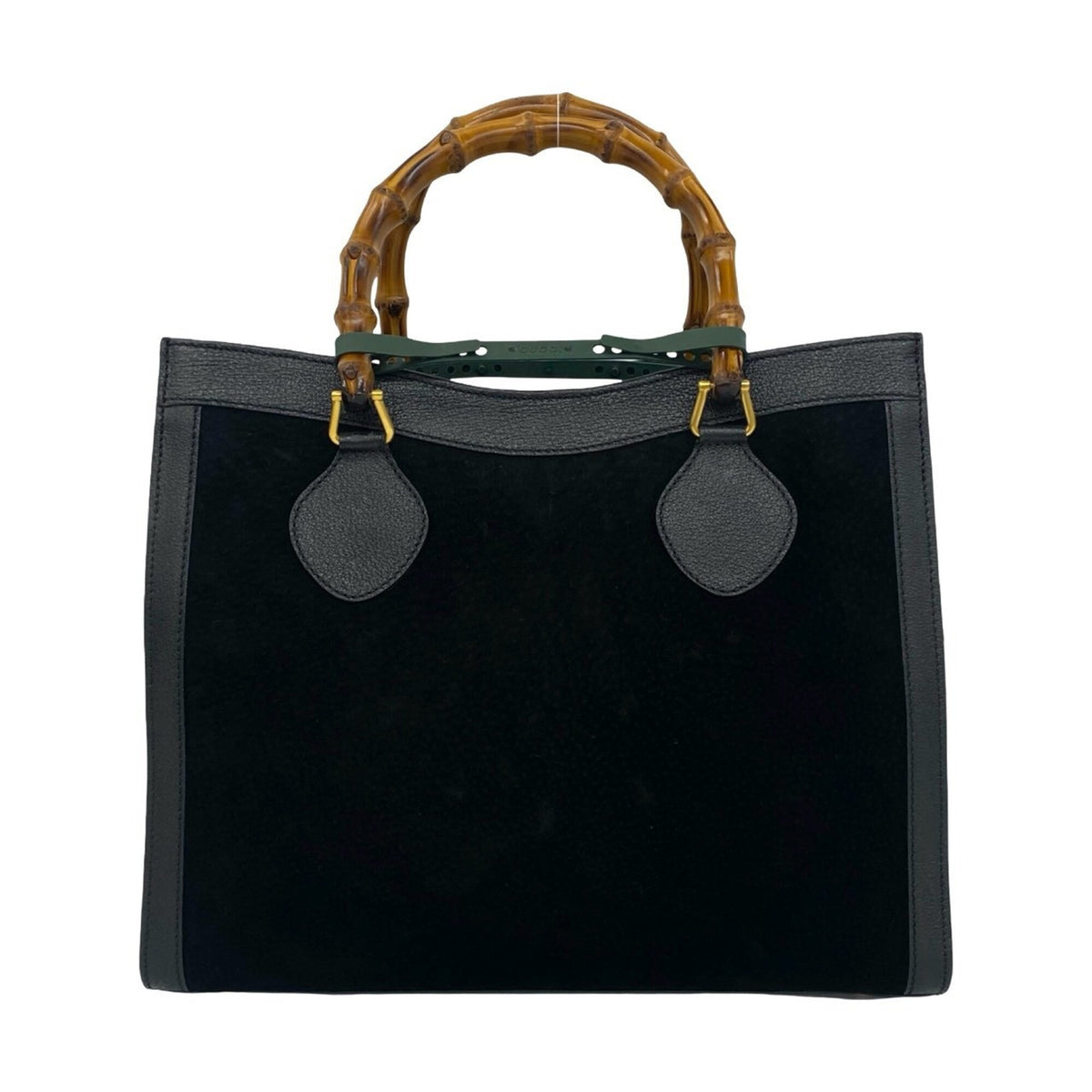 Gucci Black Suede Leather Handbag Tote Bag (Pre-Owned)