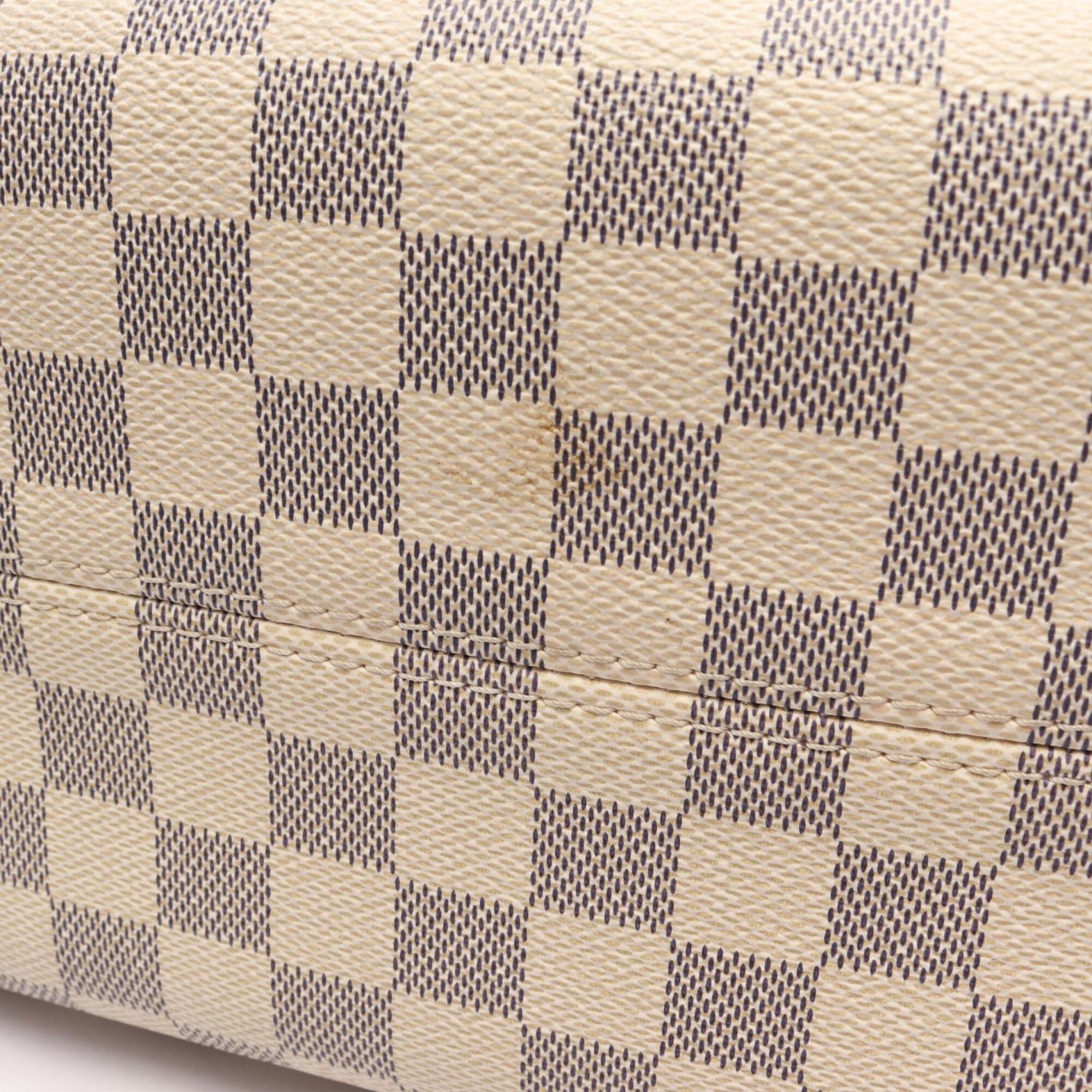 Louis Vuitton Damier Azur White Coated Canvas Leather Tote Bag (Pre-Owned)