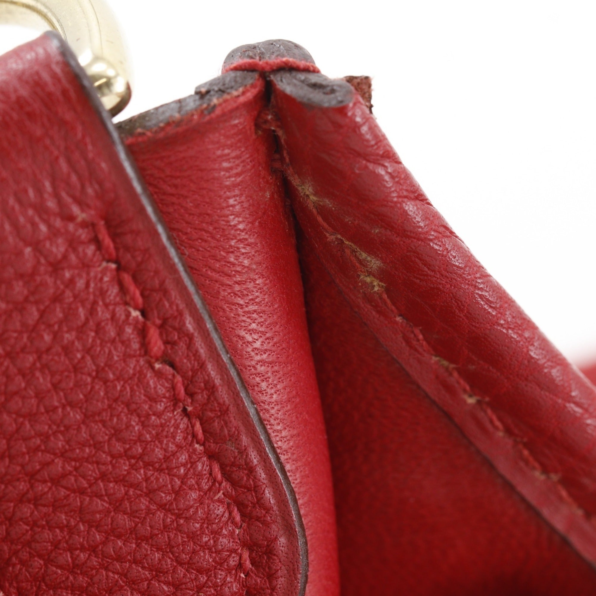 Hermes Evelyne Red Color Vibrato Leather Shoulder Bag (Pre-Owned)