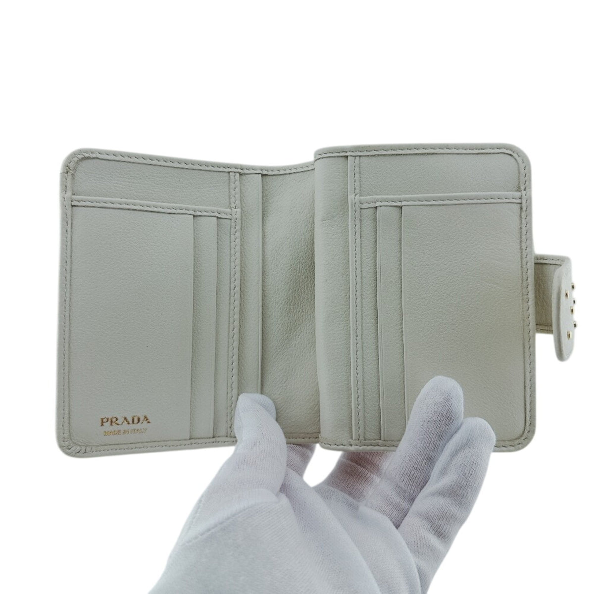Prada Gold White Leather Wallet (Bi-Fold) (Pre-Owned)