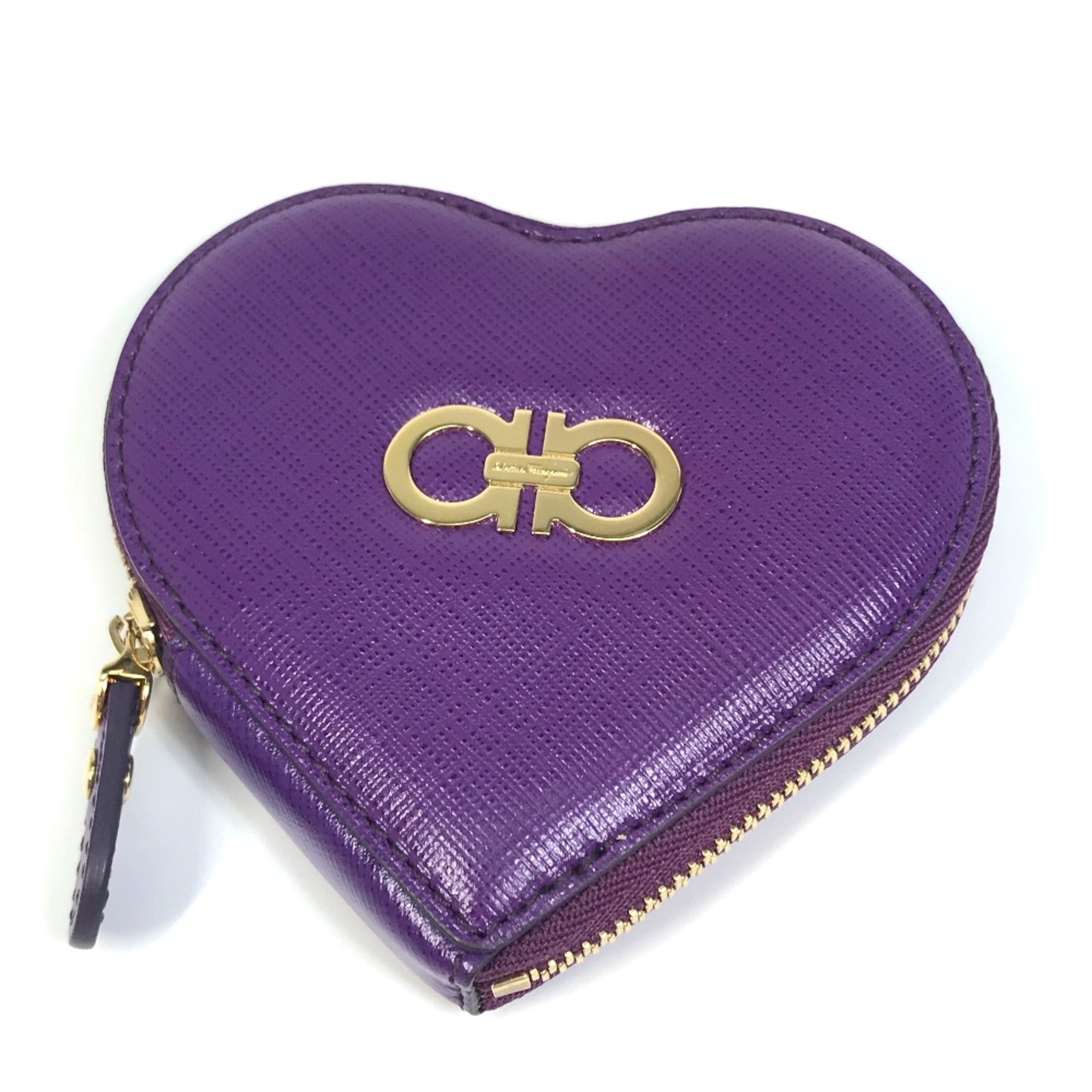 Salvatore Ferragamo Purple Leather Coin Purse/Coin Case (Pre-Owned)