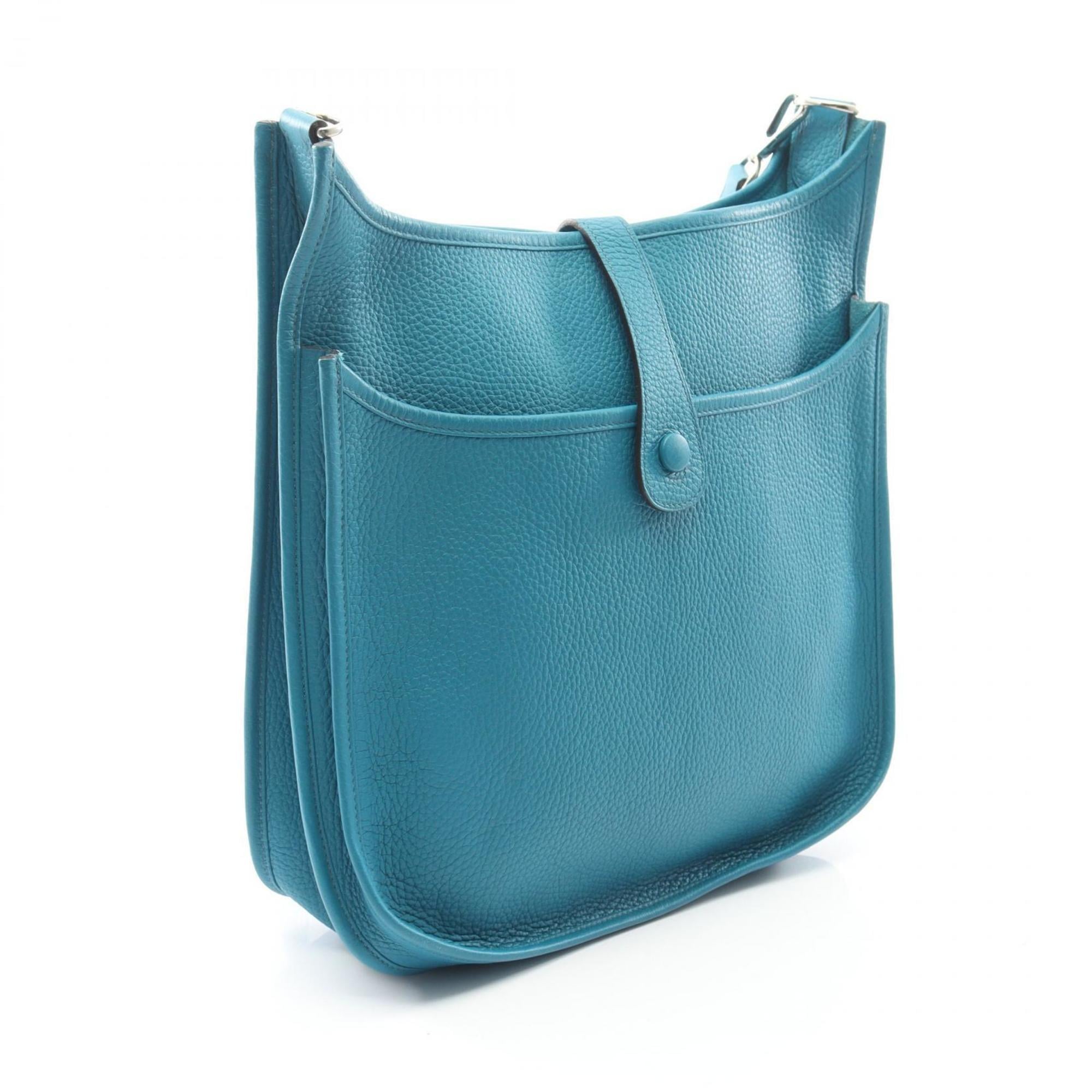 Hermes Blue Blue Paon Taurillon Clemence Leather Leather Shoulder Bag (Pre-Owned)