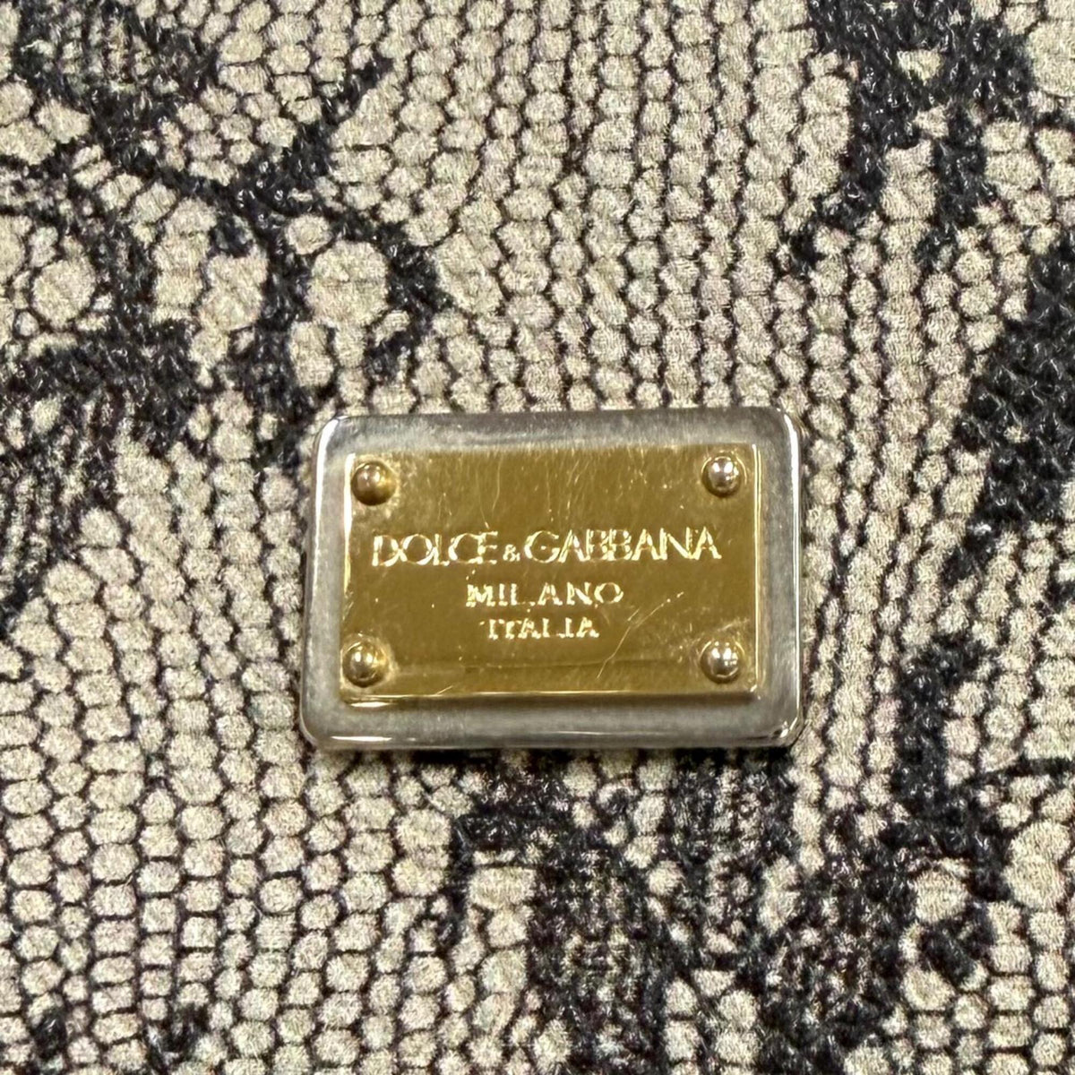 Dolce & Gabbana Beige Black Leather Tote Bag (Pre-Owned)