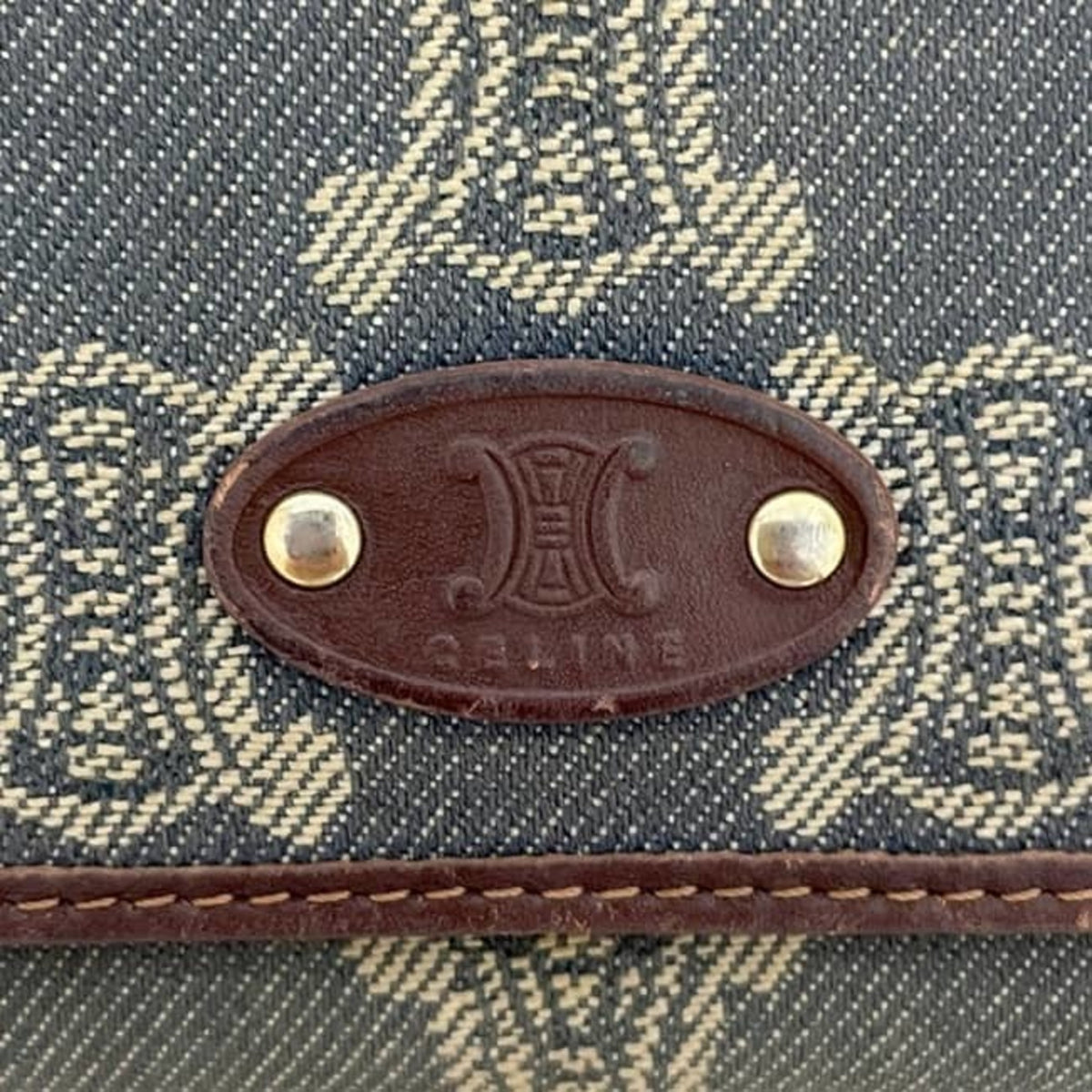 Celine Blue Brown Denim Leather Long Wallet (Bi-Fold) (Pre-Owned)