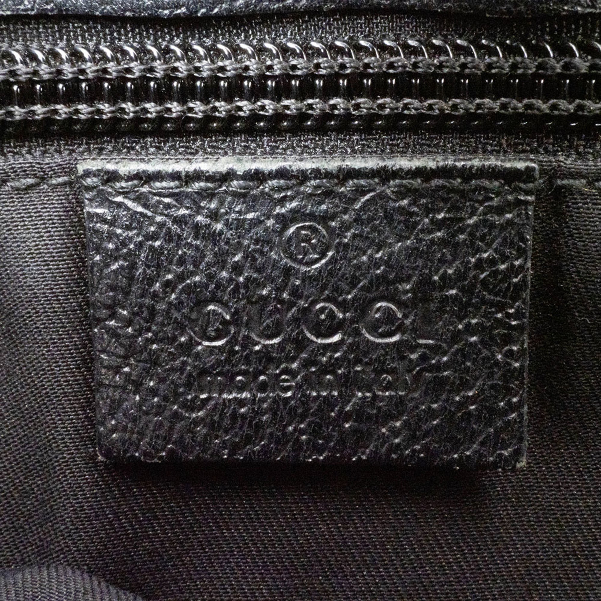 Gucci Gg Canvas Black Gg Canvas Leather Shoulder Bag (Pre-Owned)