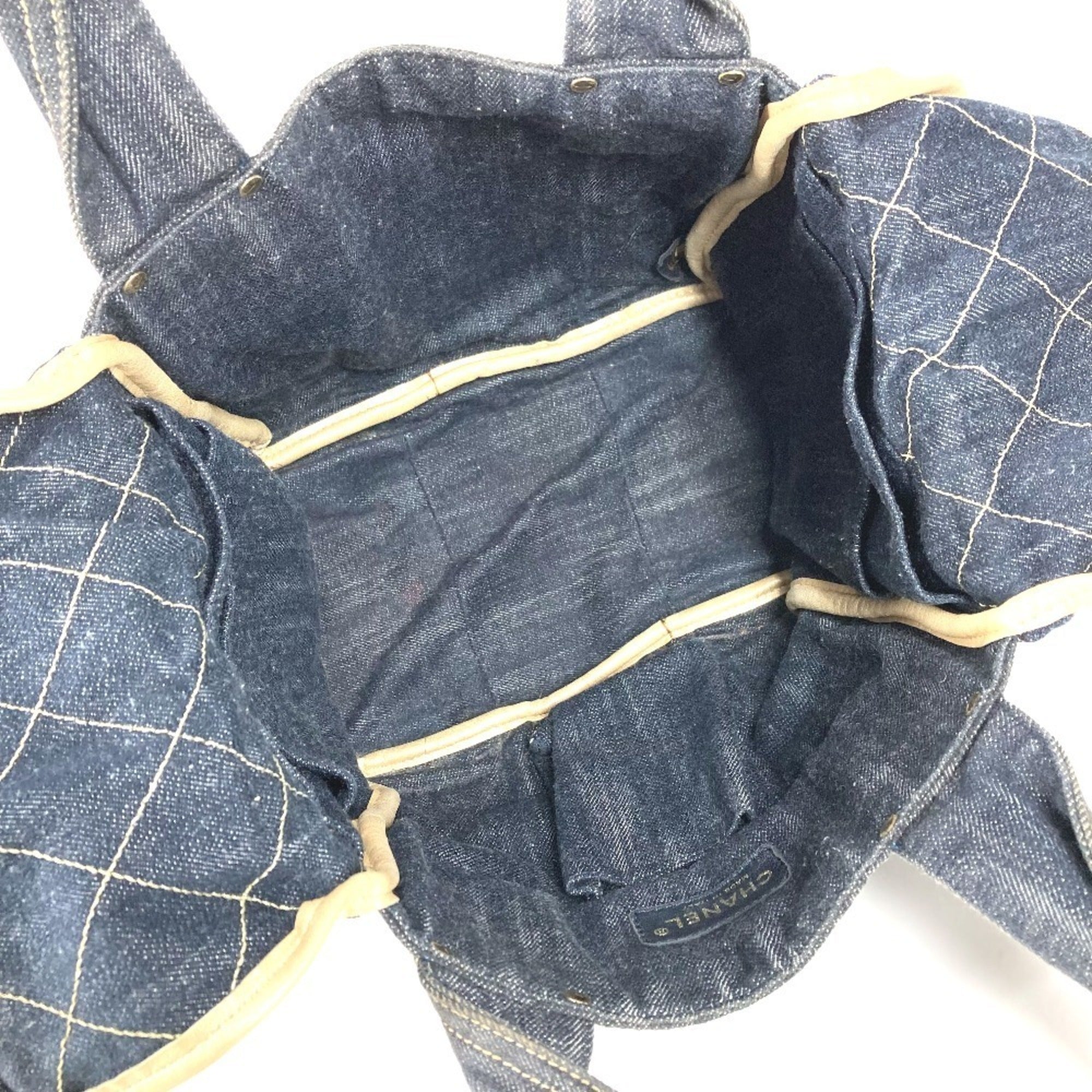 Chanel Denim Blue Denim Handbag Tote Bag (Pre-Owned)