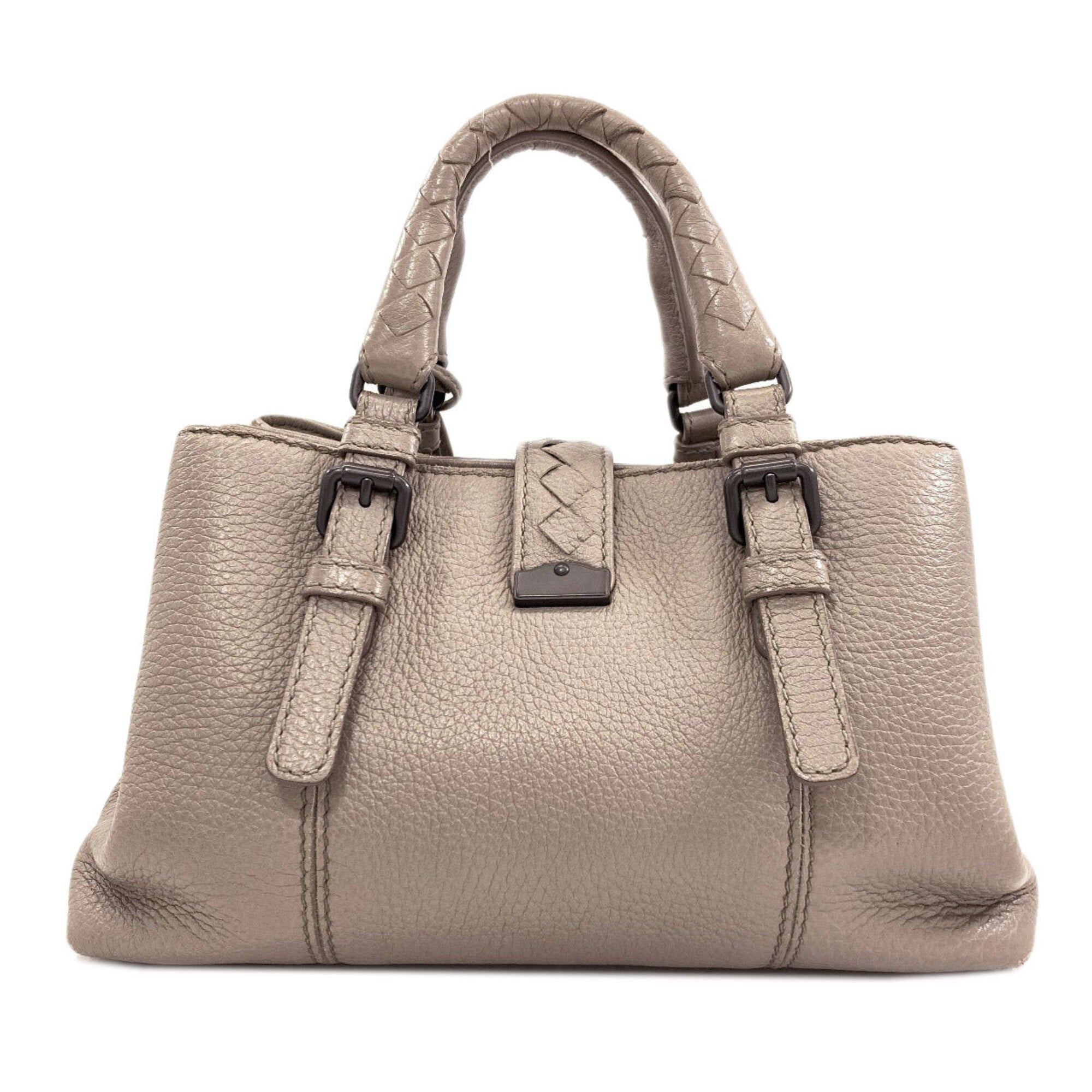 Bottega Veneta Gray Leather Handbag (Pre-Owned)